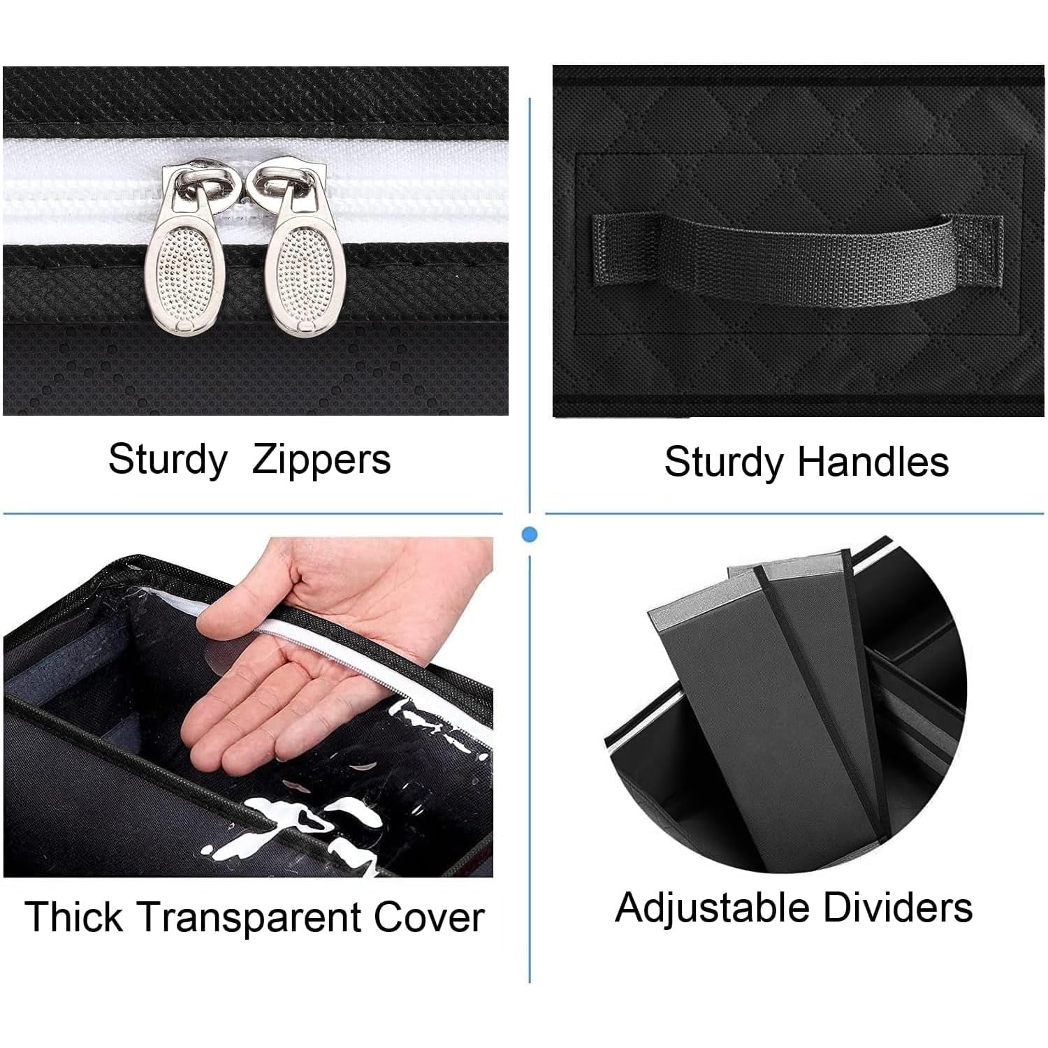 Anyoneer Under Bed Shoe Storage,Set of 2, Sturdy Sidewalls,Adjustable Dividers,Reinforced Handle,Sturdy Zipper,Bottom with Panel
