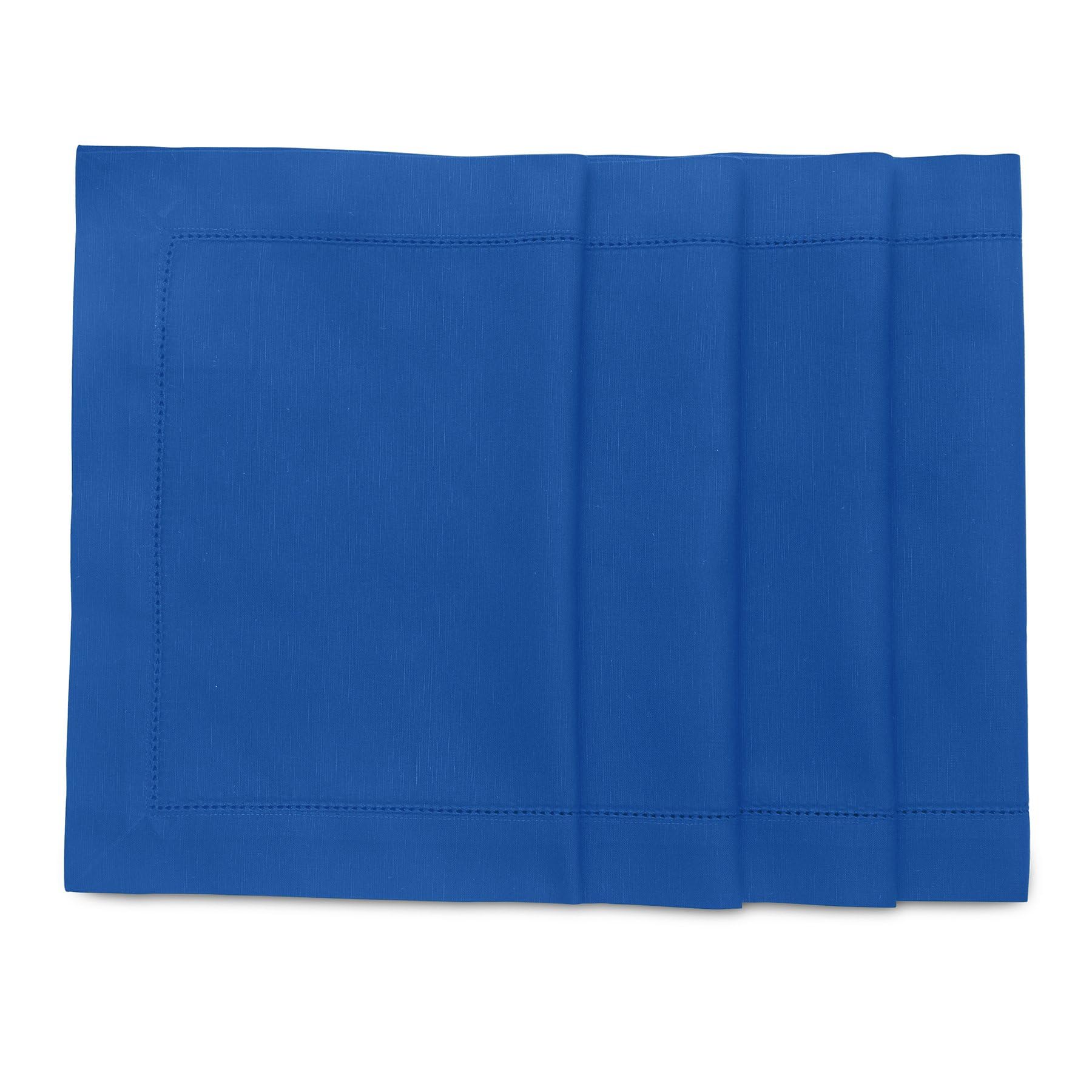 Solino Home Placemats 19'' L X 14'' W Inch - Cotton Linen Hemstitch Blue Cloth Placemats Set Of 4 - Washable Fabric Place Mats F