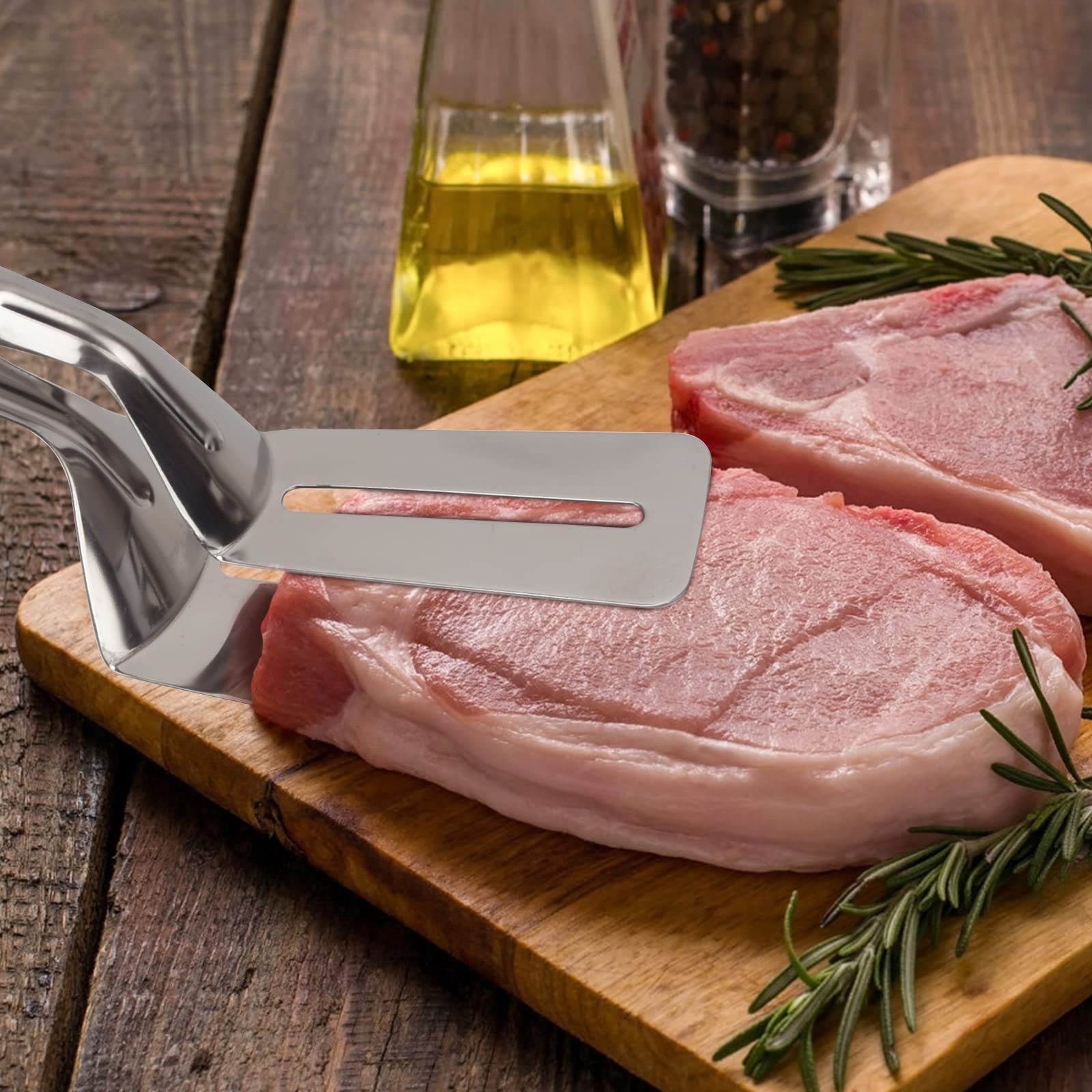 304 Kitchens Tongs 10 Inch Premium Stainless Steel Multipurpose Gripper Bread Clip/Steak Clamps/Fried Steak Clamp/Barbecue Tongs/Beefsteak Turner Flipper (1)