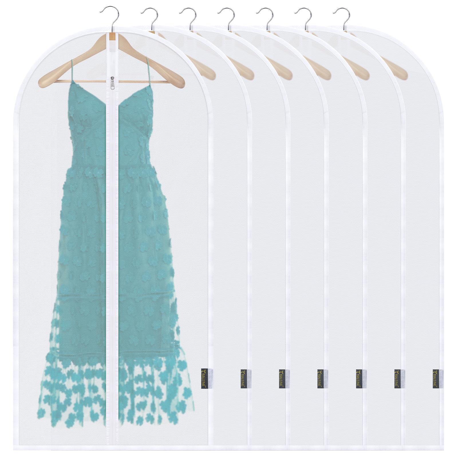 Baleine 48'' Clear Garment Bags, 6 Packs Peva Dress Bag For Closet Clothes Dresses Suit Coats Storage (24''X 48'', 6Pk)