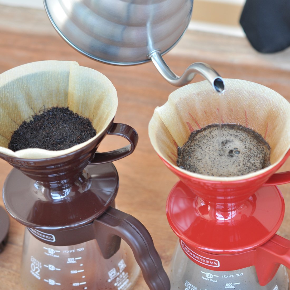 Hario V60 Pour Over Set - Dripper, Glass Server, Scoop, Filters, Size 02, Brown