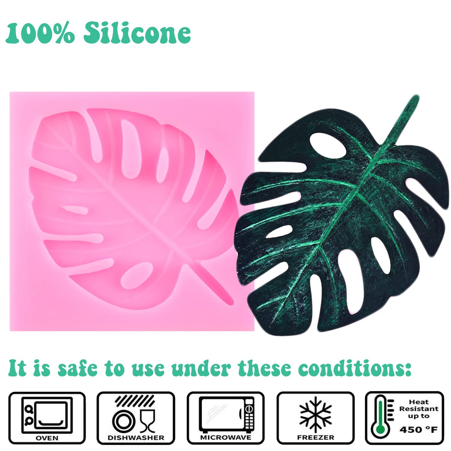 Rfghac Leaf Silicone Mold Tropical Leaf Fondant Molds Cake Decoration Cupcake Topper Chocolate Candy Gum Paste Polymer Clay Set