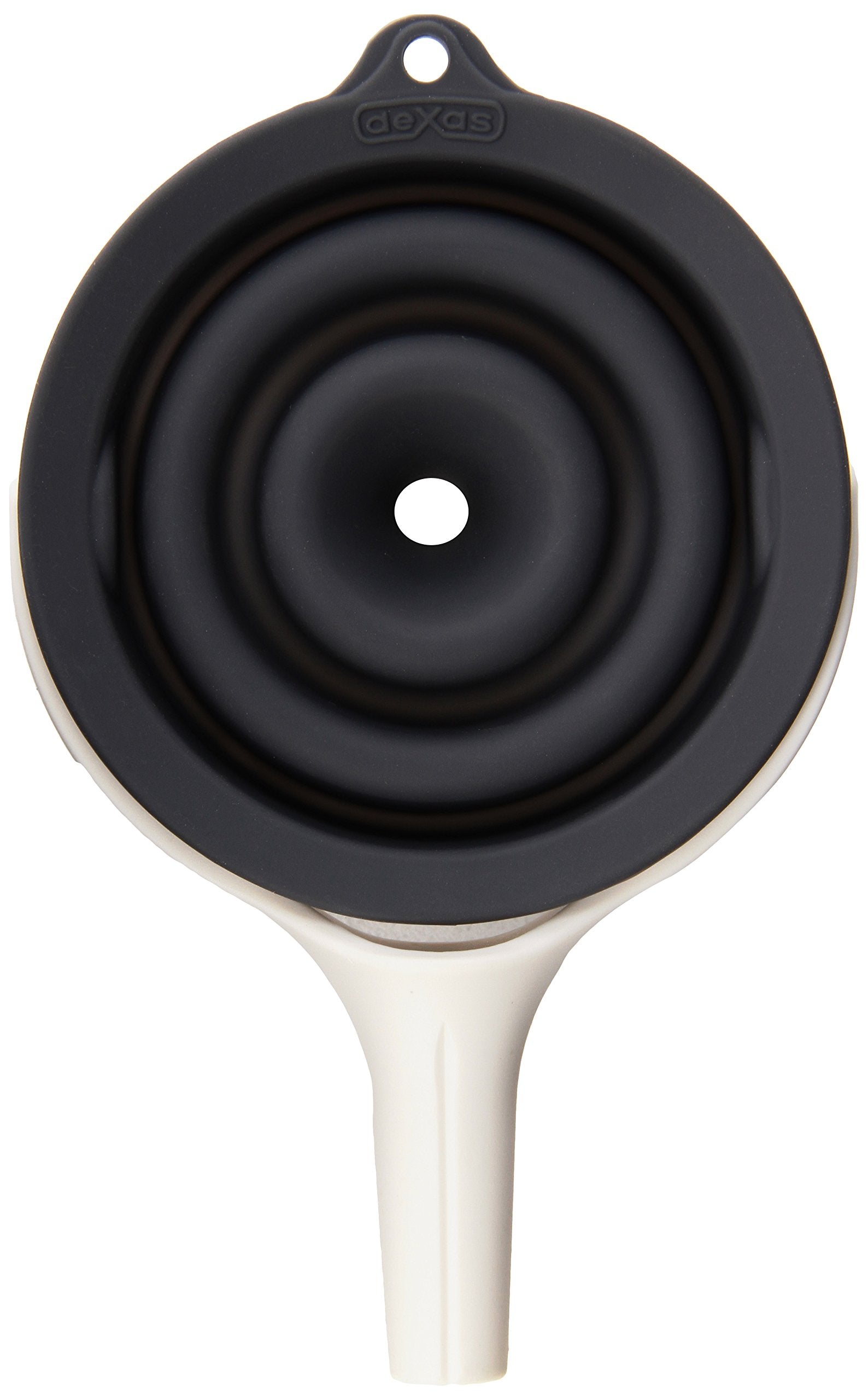 Dexas Pop Collapsible Silicone Funnel, 4.5 Inch Diameter, Gray And White