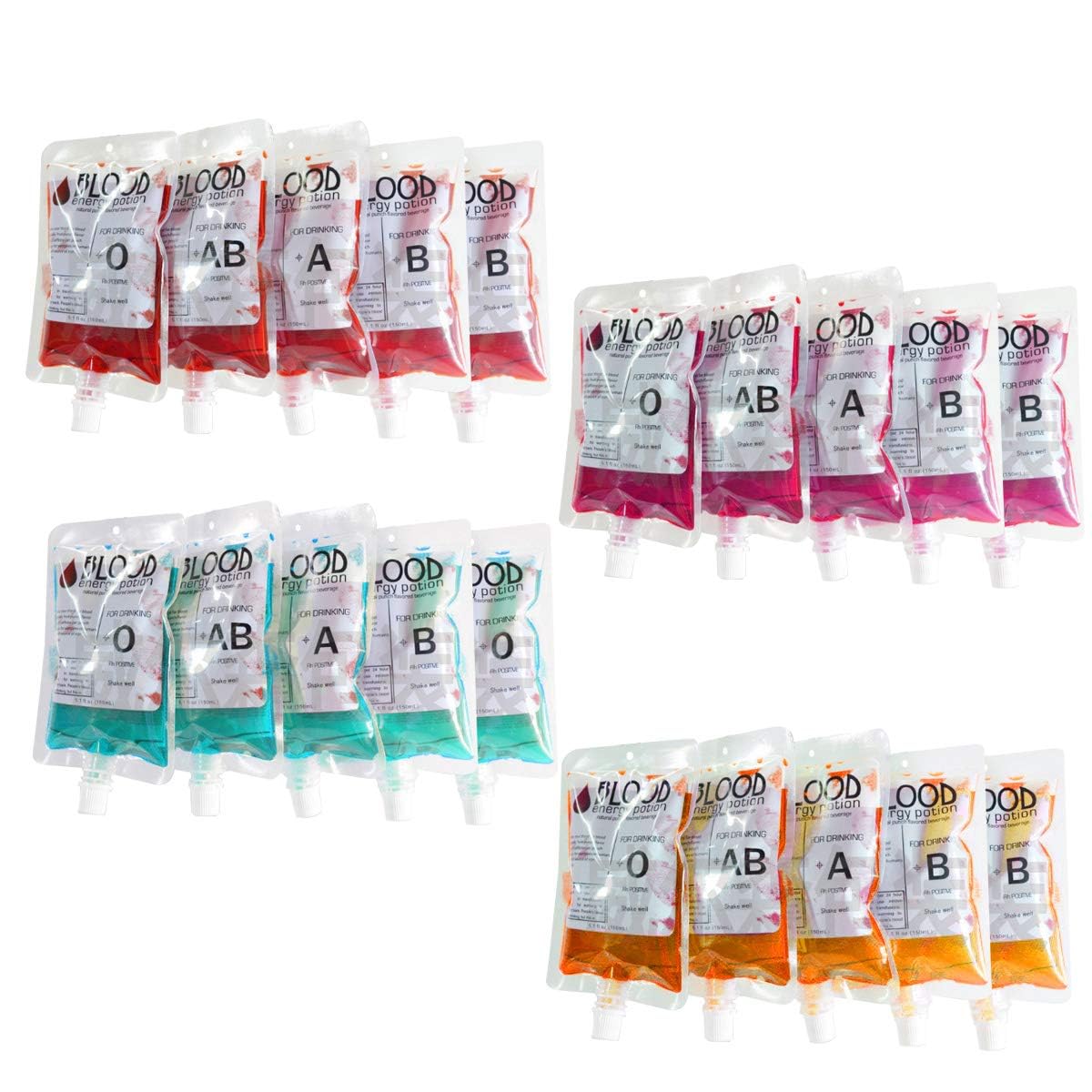 Nexxxi 20 Pack Halloween Blood Bags Reusable Food Grade Bags 8.5Oz With Cap For Drinks Halloween Party Favors, Nurses Day Party