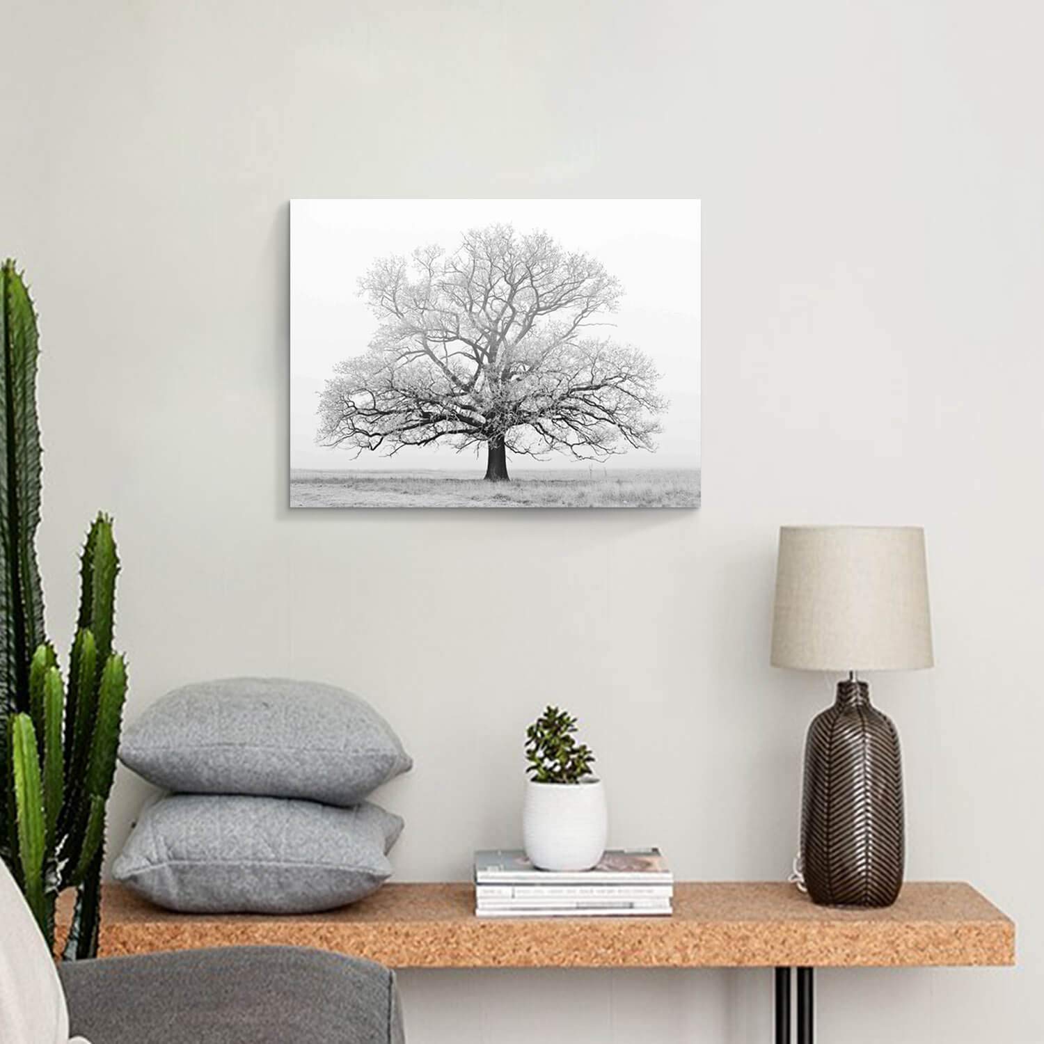 Winter Tree Canvas Wall Art: Black & White Tree Picture Print Artwork For Living Rooms Wall Decor (24'' X 18'')
