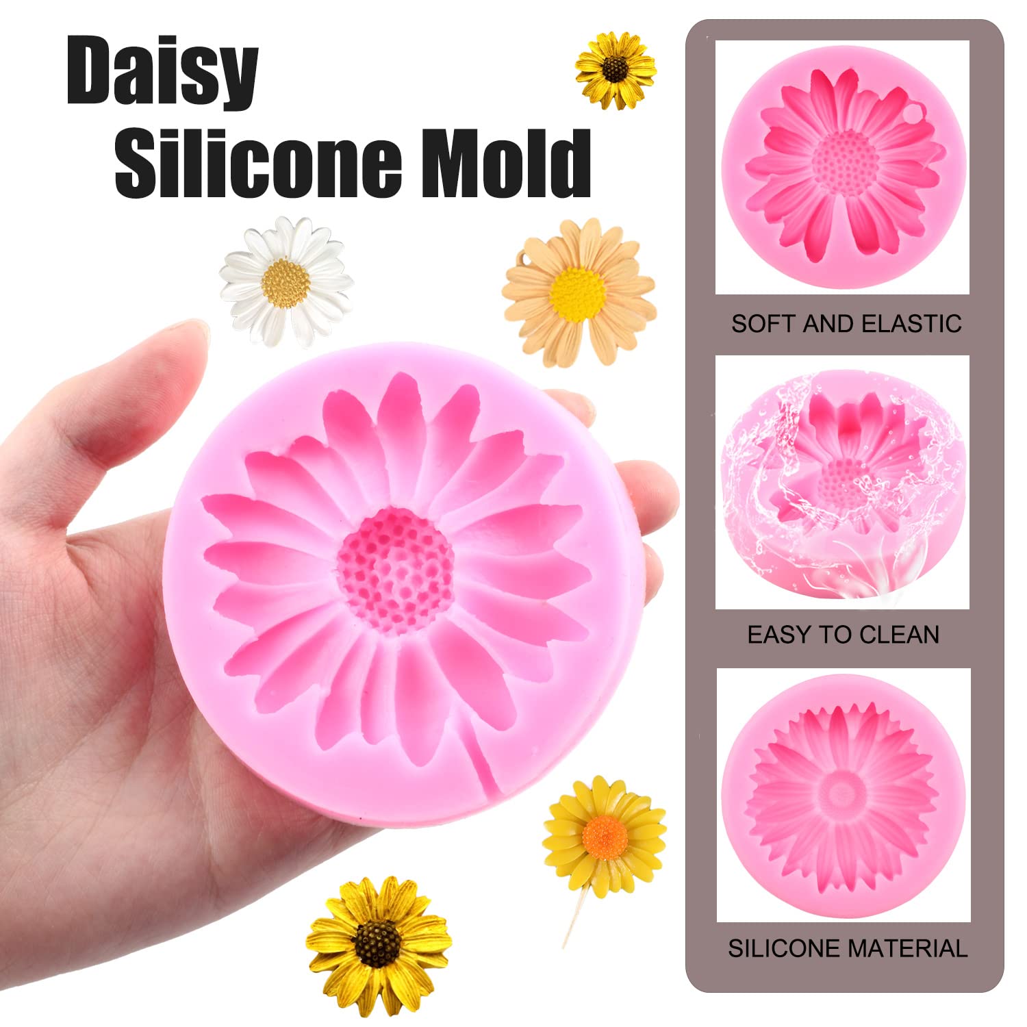 Mujiang Chrysanthemum Flower Silicone Molds Sunflower Fondant Mold Flower Lollipop Candy Mold For Cake Decoration Cupcake Topper