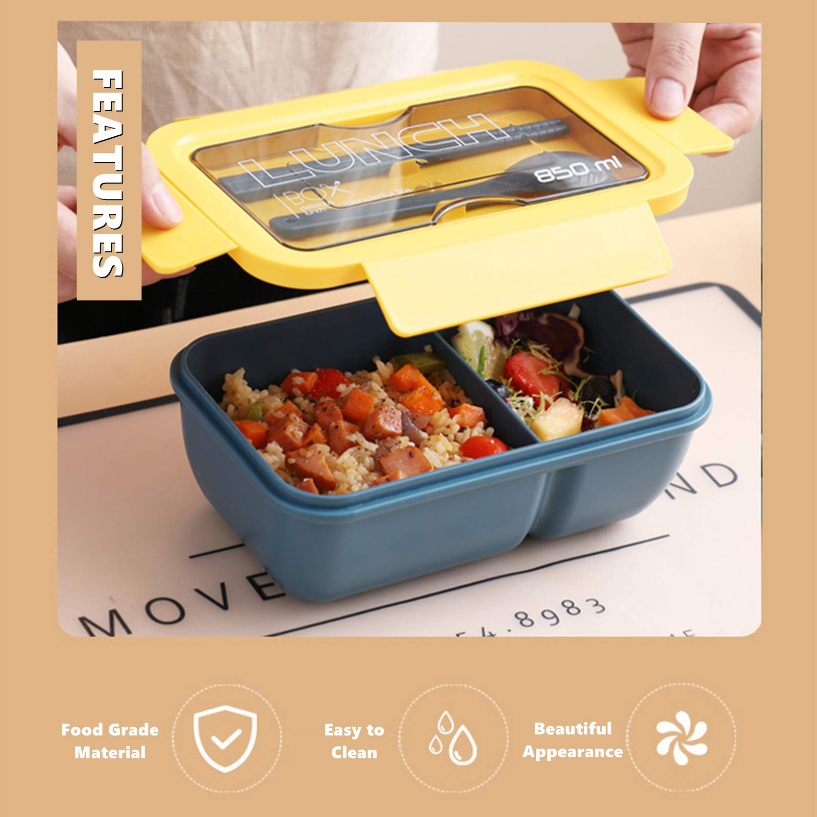 Chchmu Bento Box Portable Lunch Box Leakproof Salad Lunch Container With Spoon & Chopsticks Leak Proof Lunch Containers Microwav