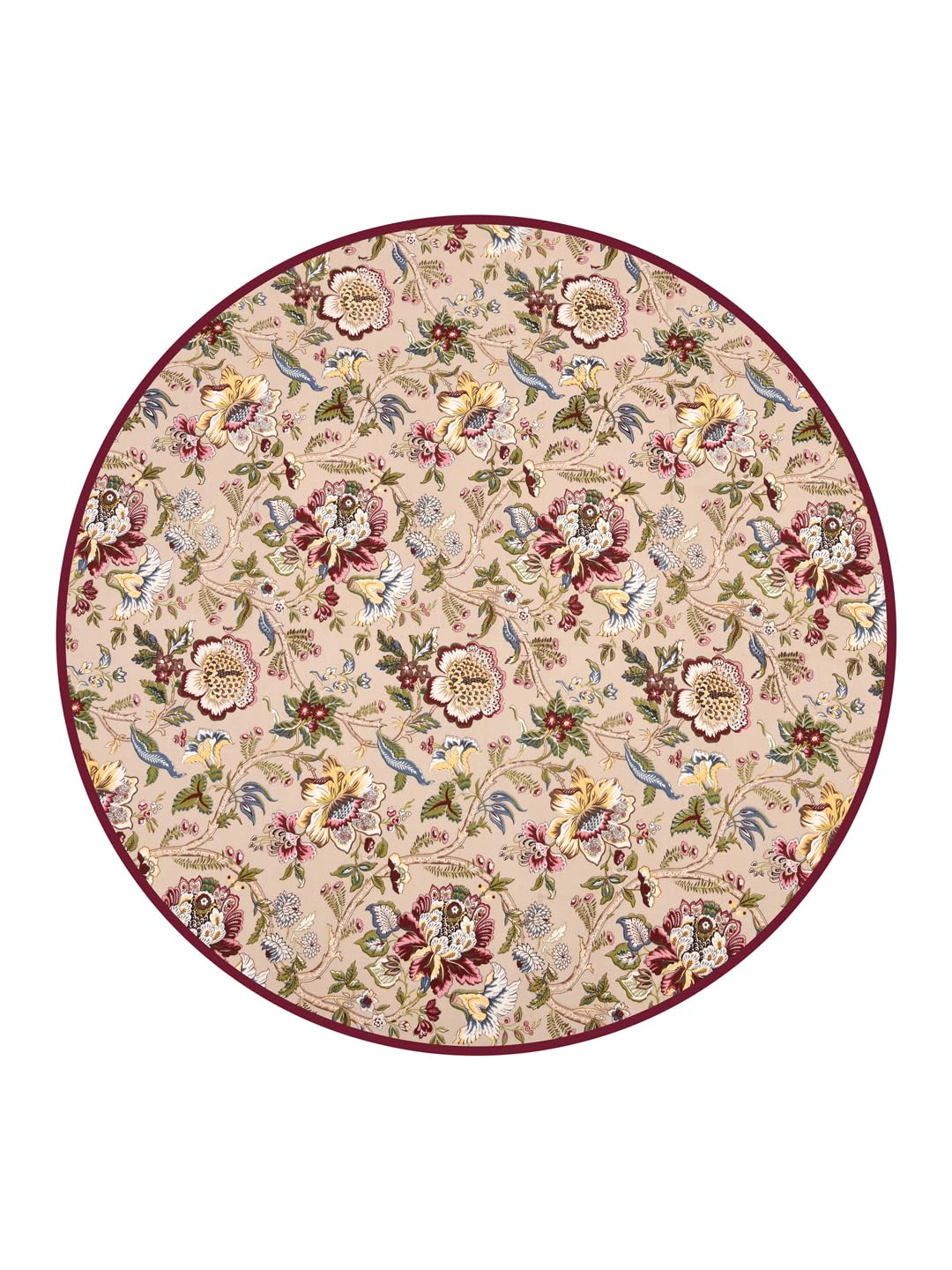 Clasiko 100% Cotton 6 Seater Round Table Cover; 72x72 Inches; Multicolor Flowers