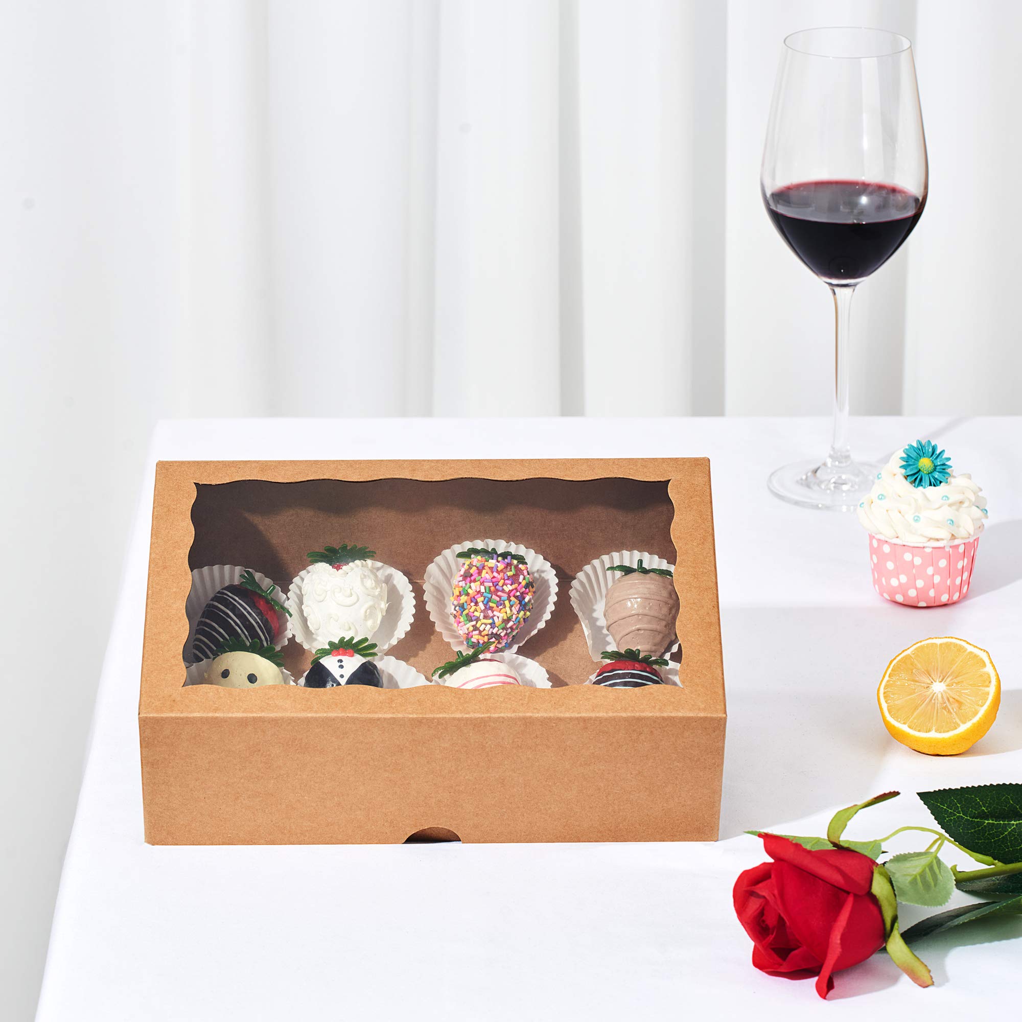 Jcxgrvc 24Pcs 10 X 7 X 25 Inches Professional One Piece Strawberries Boxes, Cookies Boxes With With Clear Window For Visibility,