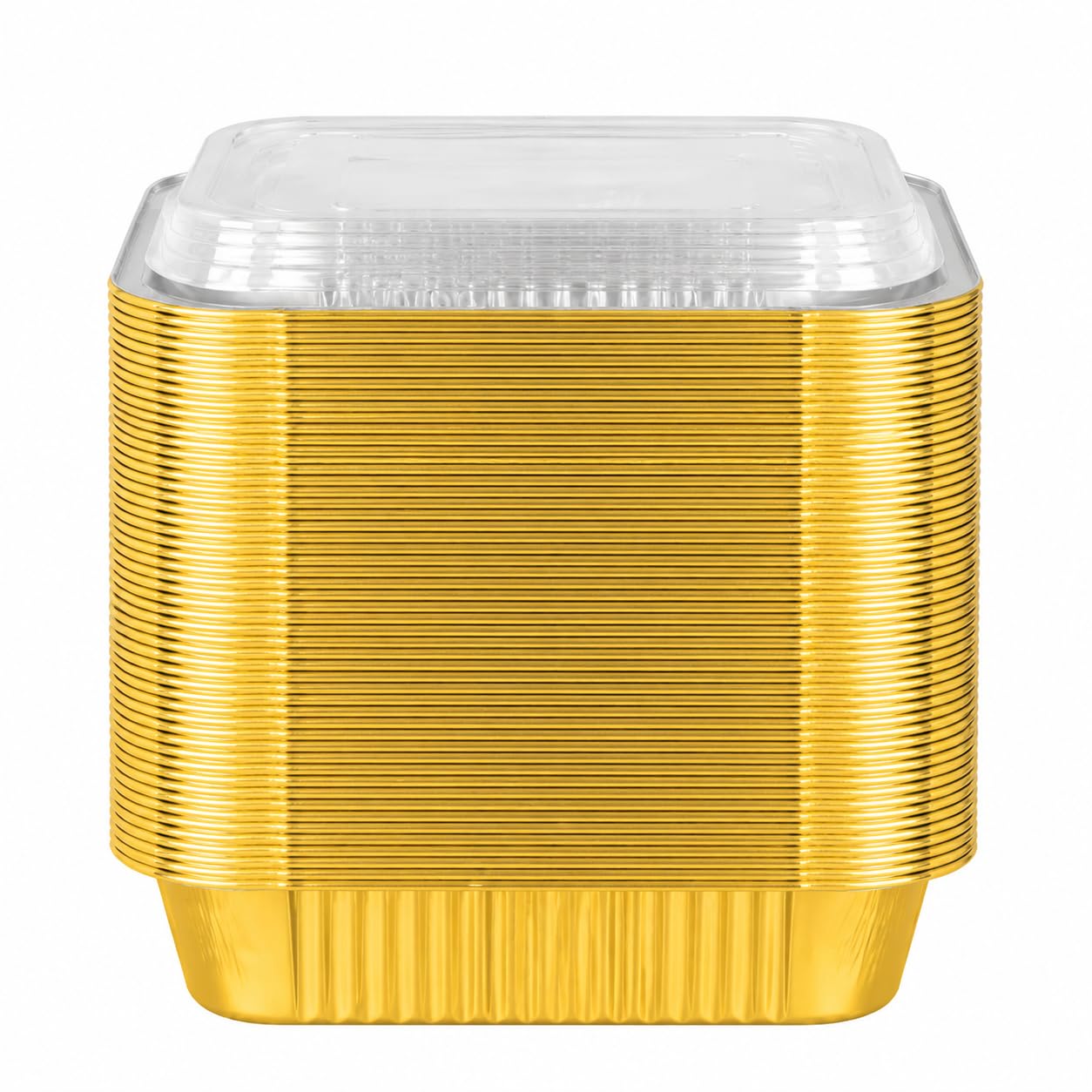 YANGTAI 20 Pack 1182 Gold Aluminum Foil Pans with Lids  5 LB/80oz Aluminum Baking Pans with Clear Plastic Lids  Tin Foi