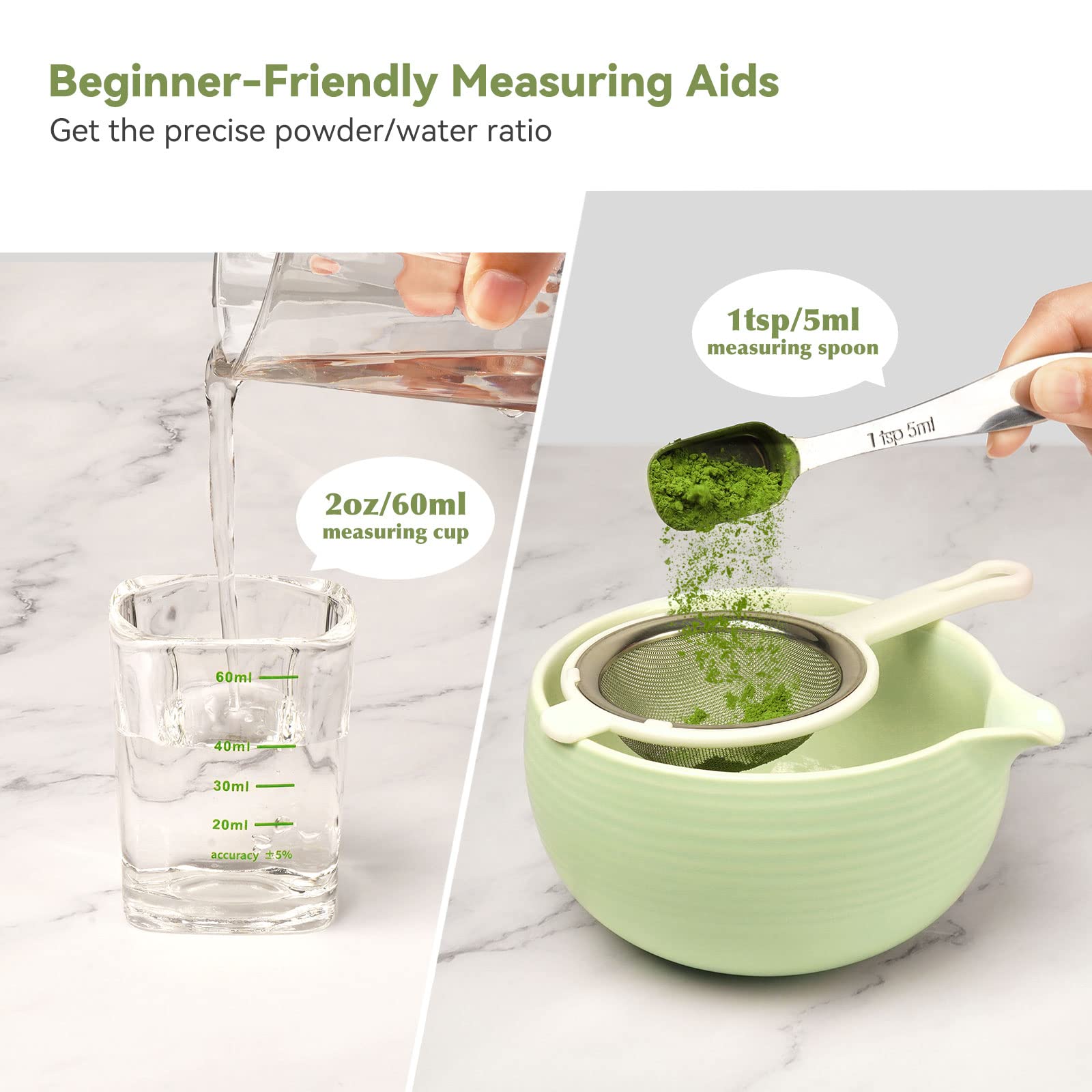 Joiish 10-Pcs Matcha Kit Set, Whisk And Bowl With Spout & Measuring Spoon, Japanese Tea Making Tools