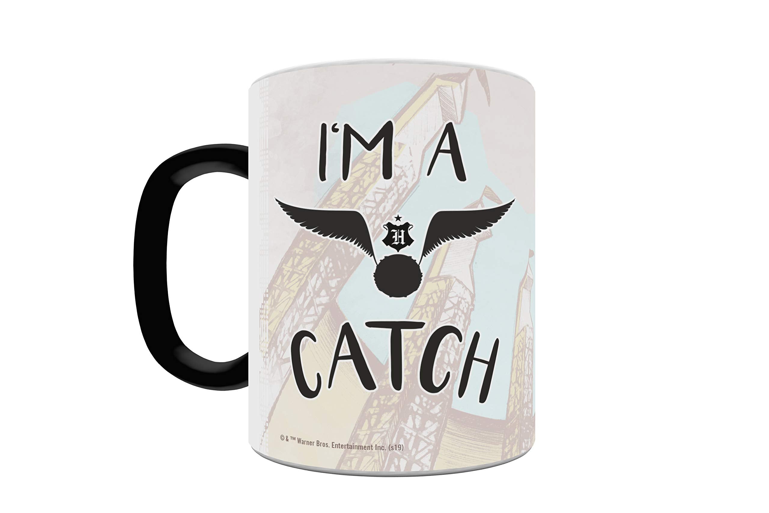 Morphing Mugs Harry Potter - Im a Catch - Shes a Keeper - Quidditch - One 11 oz Color Changing Heat Sensitive Ceramic Mug - Imag