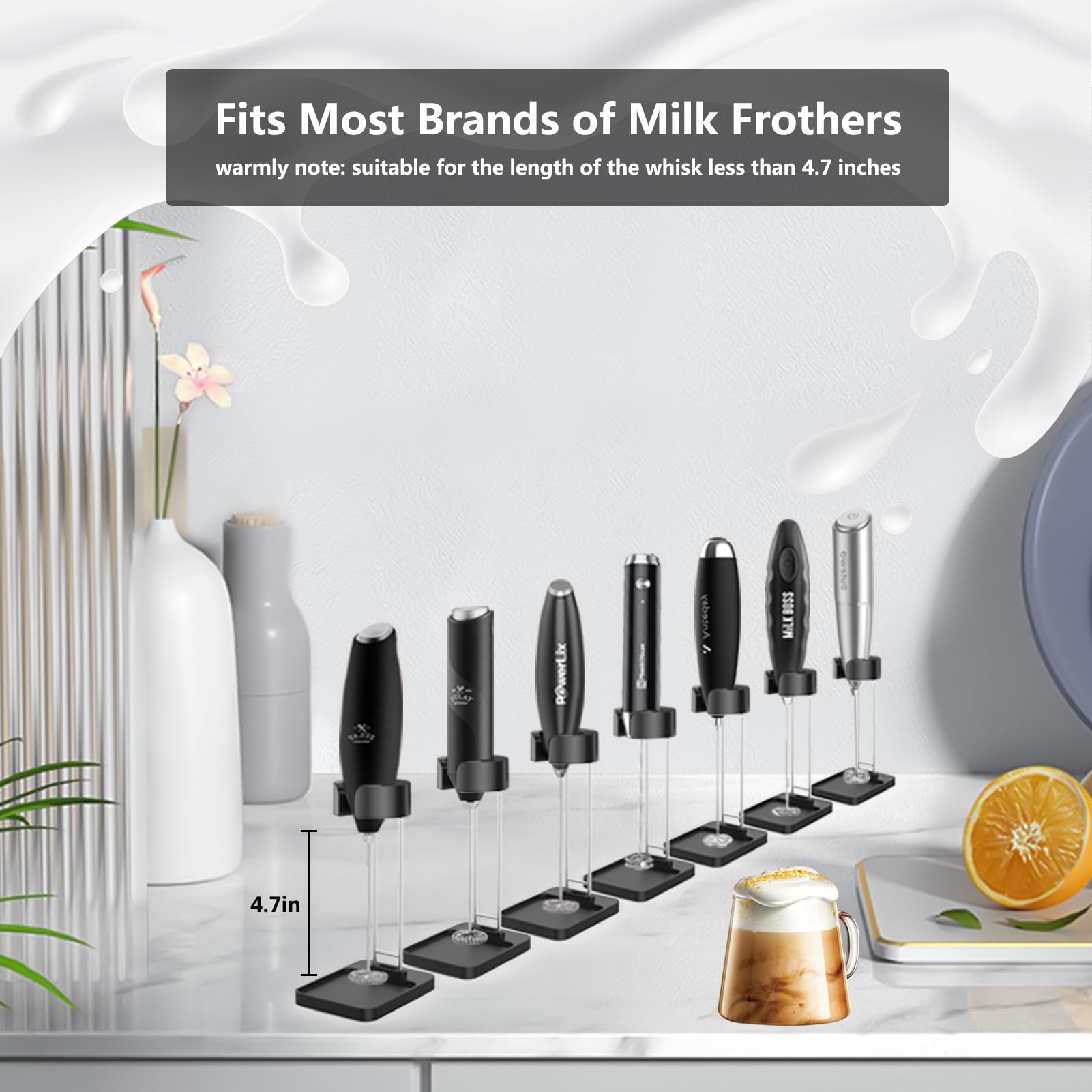 Derguam Milk Frother Stand For Milk Frothers, Durable And Stable Stainless Steel Frother Stand, [Standing Or Hanging] Milk Froth