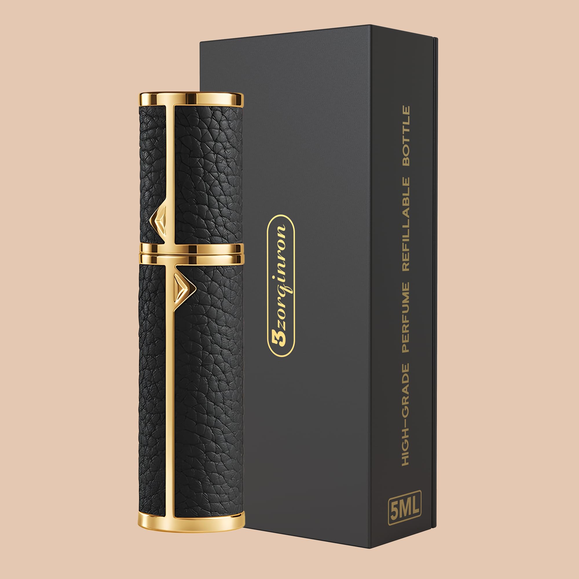 3Zorqinron Portable Mini Refillable Atomizer, Cowhide Material, Travel Perfume Bottle Refillable-Your Travel And Business Necess