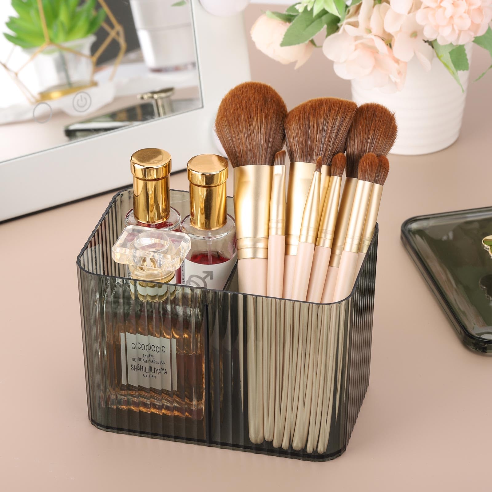 Tbestmax Qtip Holder Dispenser 3-Section Clear Cotton Swab/Pad/Ball Holder Container 3 Grids Bathroom Organizer Jar Cosmetics St