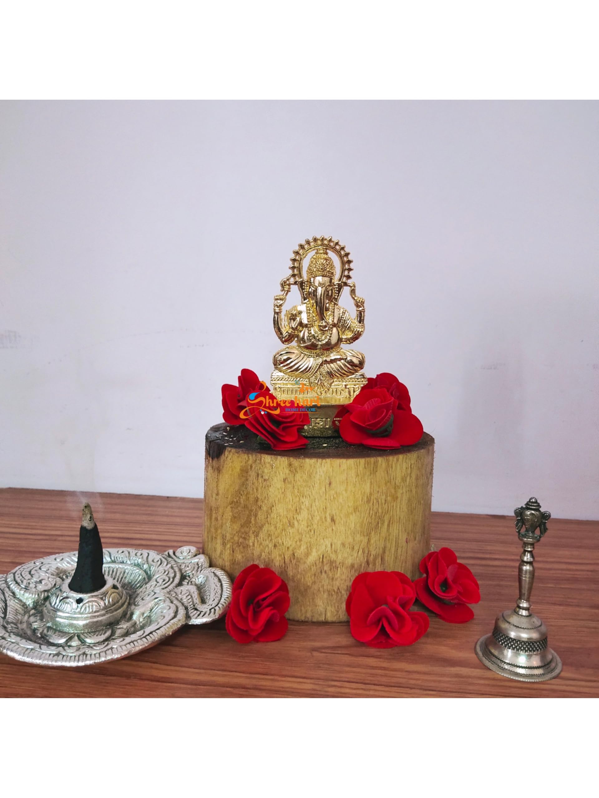 Shree Hari Home Decor Handicraft Metal Laxmi Ganesha Gold Antique Finish Pujan Set Auspicious Indian Art Statues Luxmi Ganesh Id