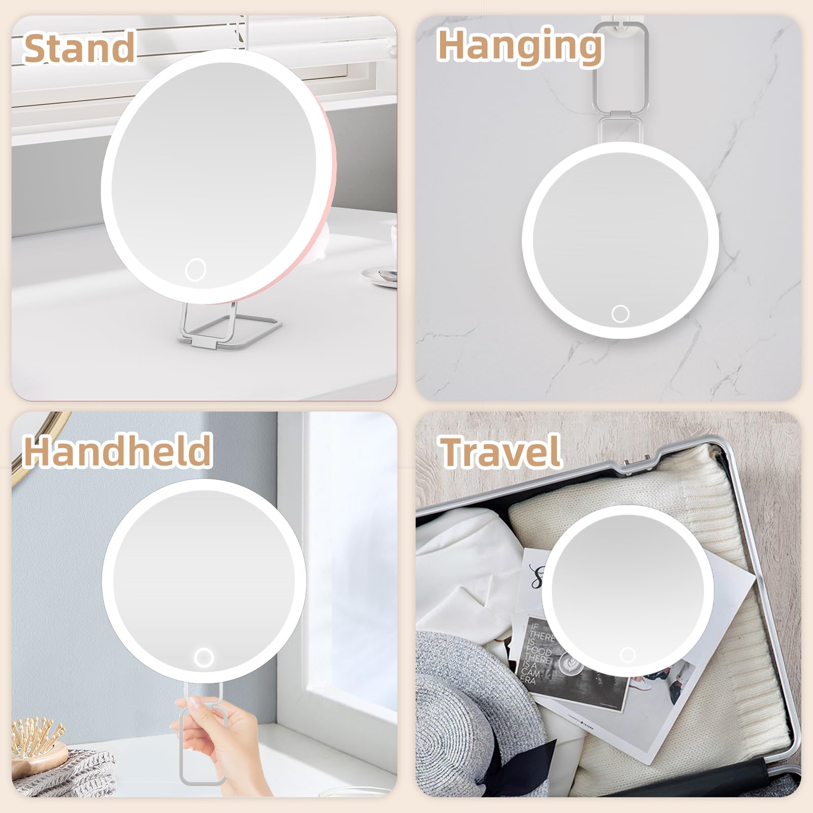 20X Magnifying Mirror With Light, 6'' Makeup Magnifying Mirror With 3 Color Lights Dimming 20X Makeup Mirror With Magnification,