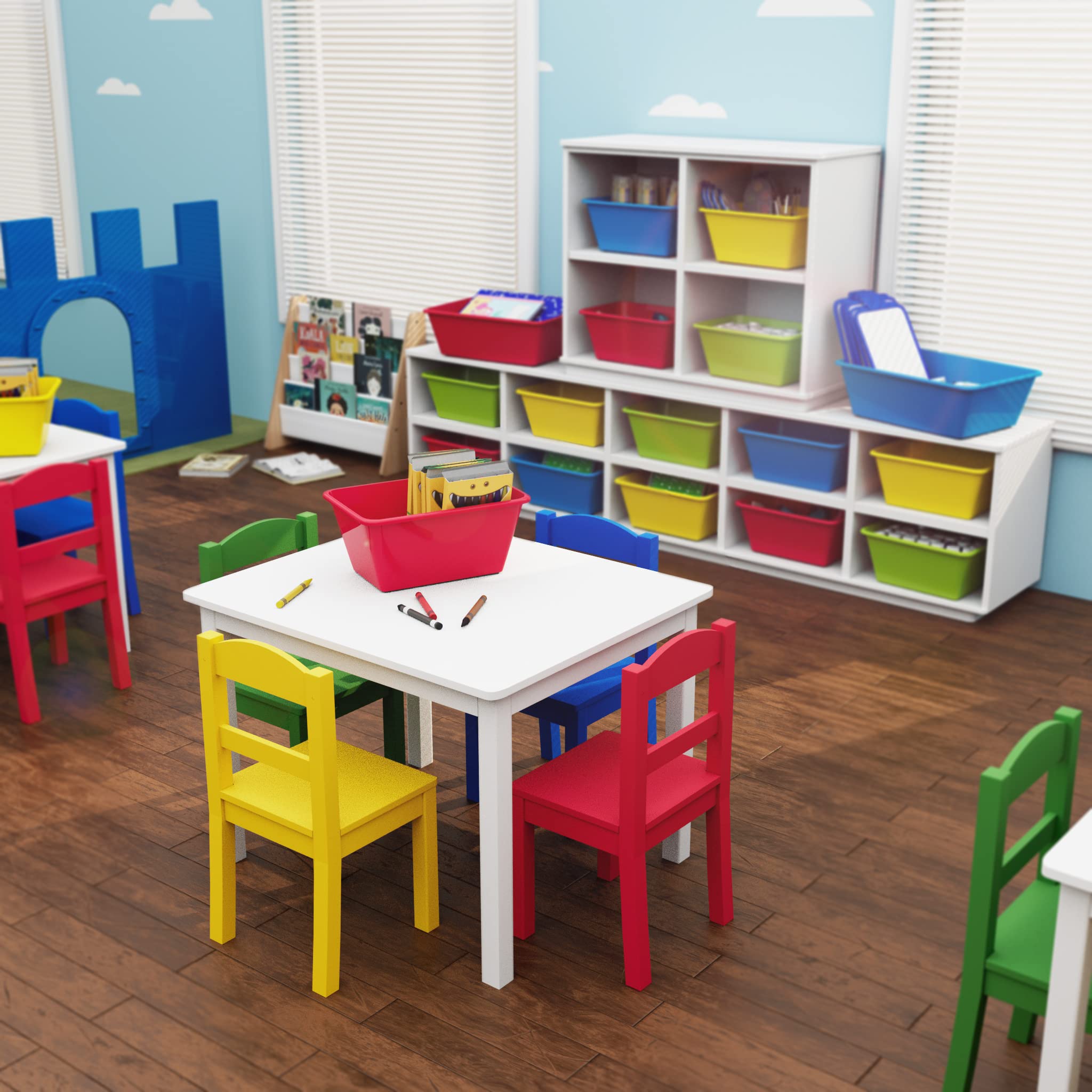 Humble Crew Small Plastic Storage Bins, Set Of 4, Primary Colors
