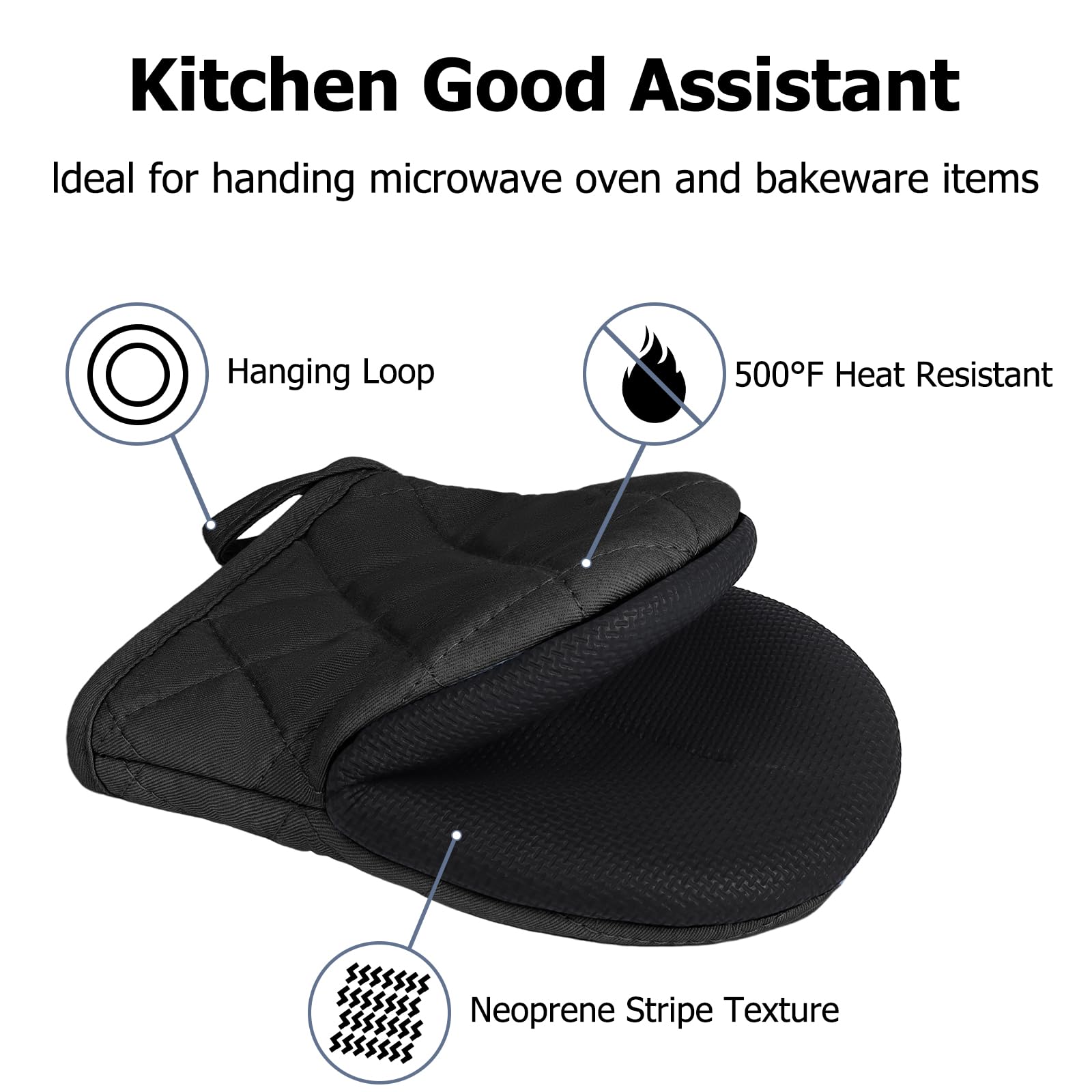Oven Mitts And Pot Holders Set, Pack Of 4, Heat Resistant Silicone Kitchen Mini Oven Mittens For 500 Degrees, Mini Oven Gloves A
