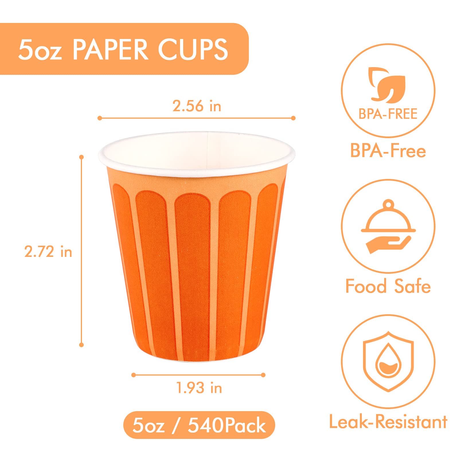 Litopak 540 Pack 5Oz Paper Cups, Purple And Orange Disposable Paper Cups, Paper Snack Cups, Water Paper Cups, Small Mouthwash Cu