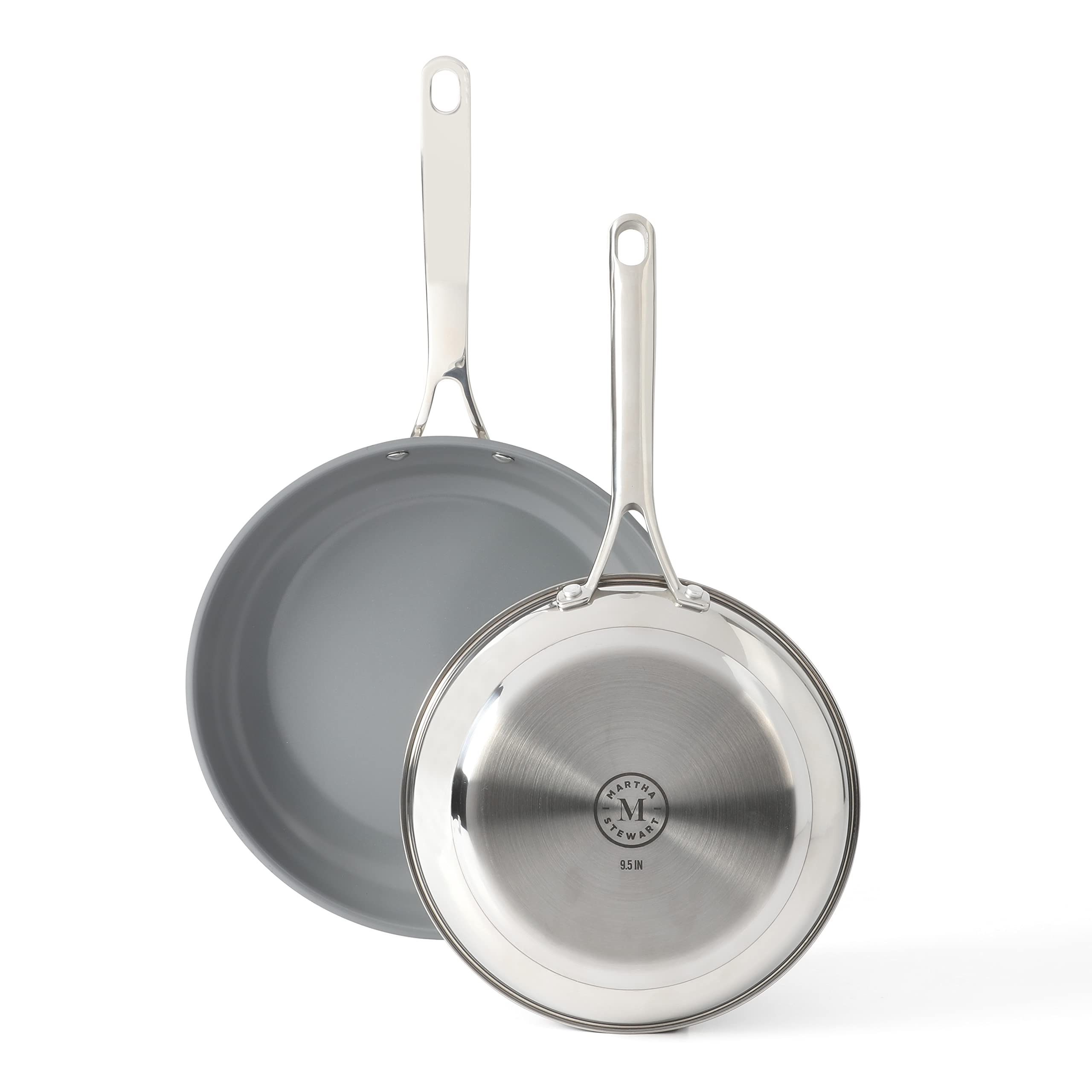 MARTHA STEWART Delaroux Stainless Steel 9.5 & 12 Fry Pan Set