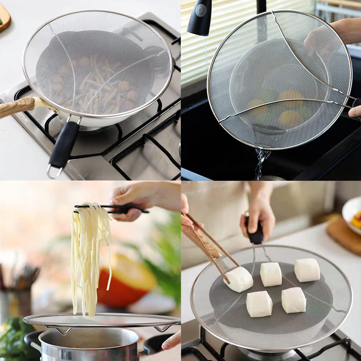 Large Splatter Screen For Frying Pan, 15 Inch Stainless Steel Grease Splatter Guard, Mesh Frying Screen Keeps Kitchen Clean And