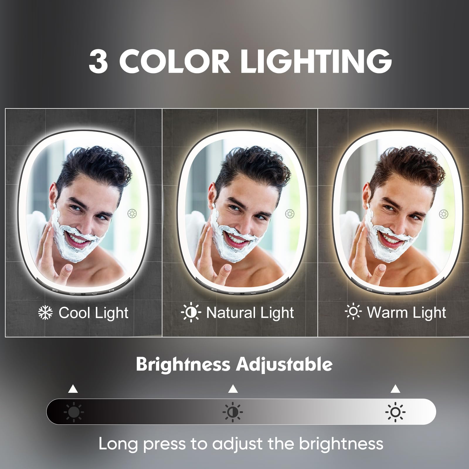 Cosmirror Shower Mirror Fogless For Shaving Included Ear And Nose Hair Trimmer, No-Drilling, 3-Color Dimmable Lights, Larger Ant