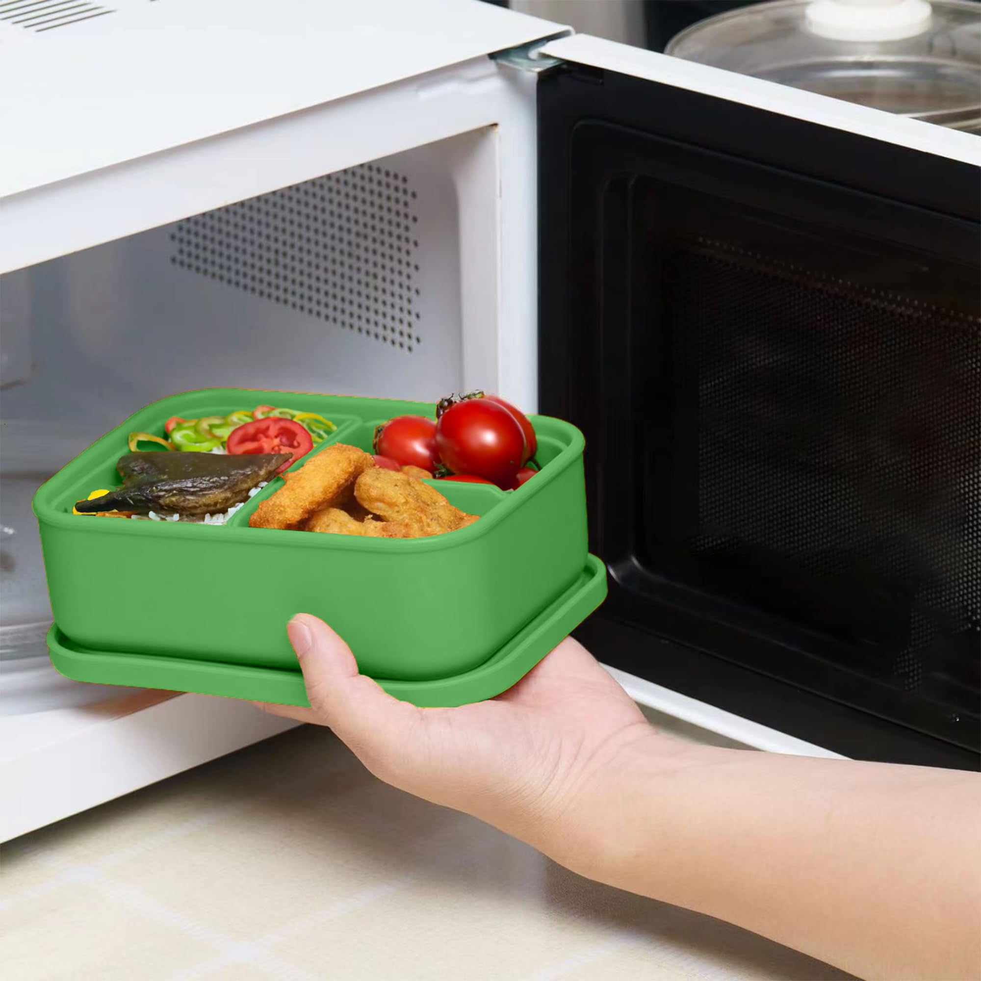 Versatyle Bento Lunch Box With 3 Compartments -For Adults And Kids, Ideal For Meal Prep And Portion Control-Leakproof, Microwave