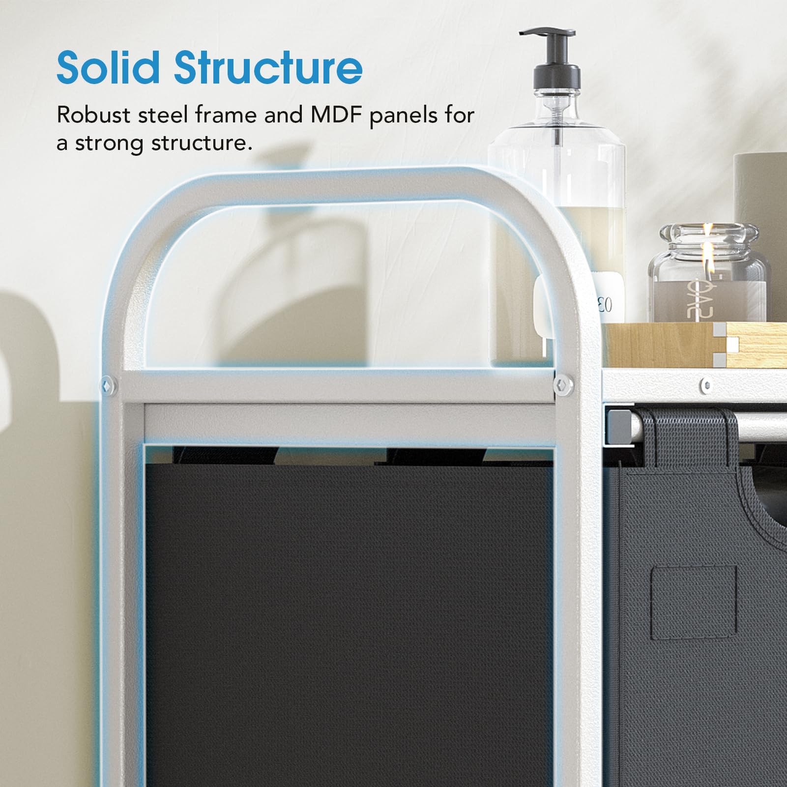 Yecaye Laundry Sorter 3 Section, Laundry Hamper With Shelf And 1 Drawer, 35.7Gal(135L) Laundry Basket Organizer, Pull-Out And Re