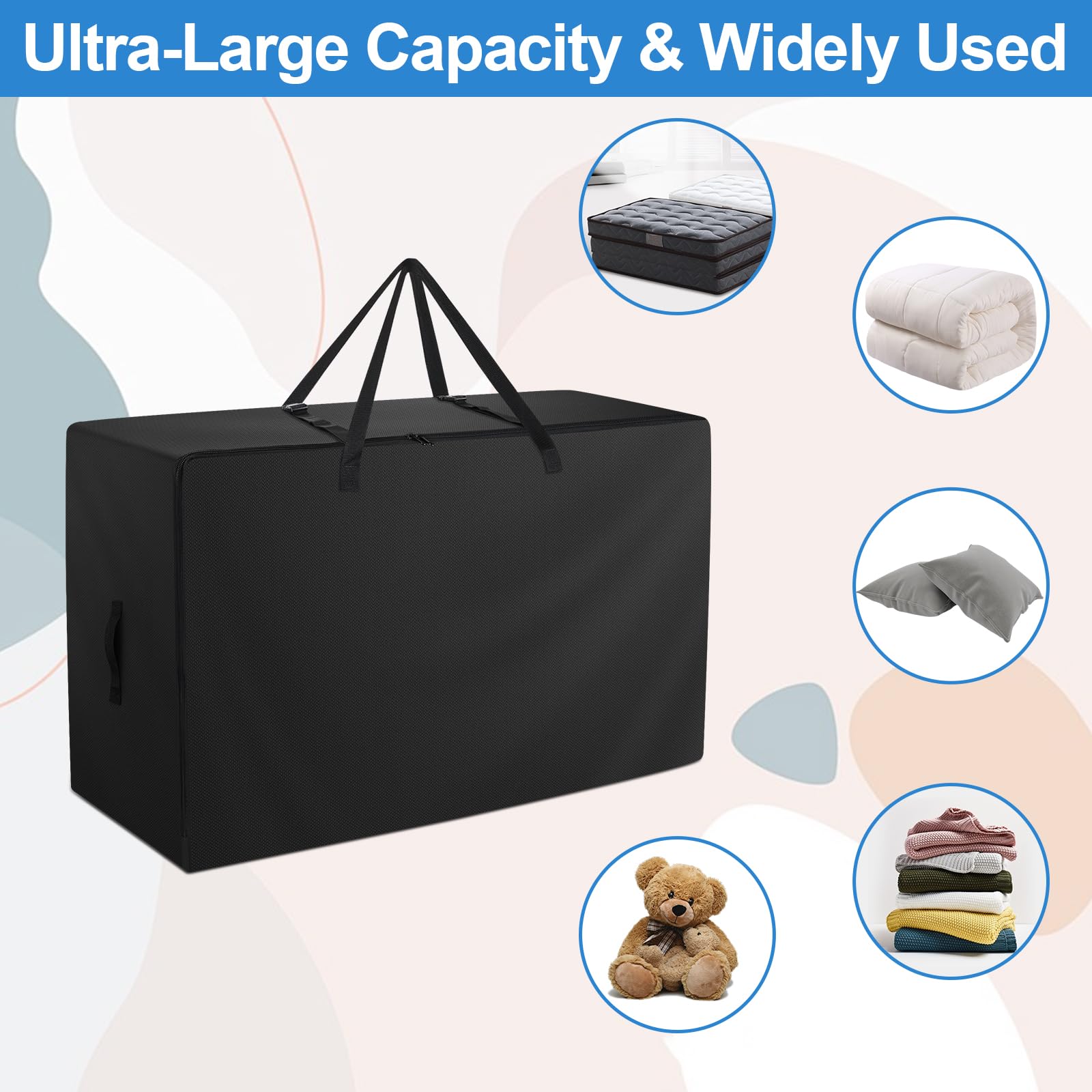 Folding Mattress Bag - 600D Oxford Cloth Heavy Duty Carry Case For Tri-Fold Guest Bed Mattress (Fits 4'' Queen Mattress, Black)