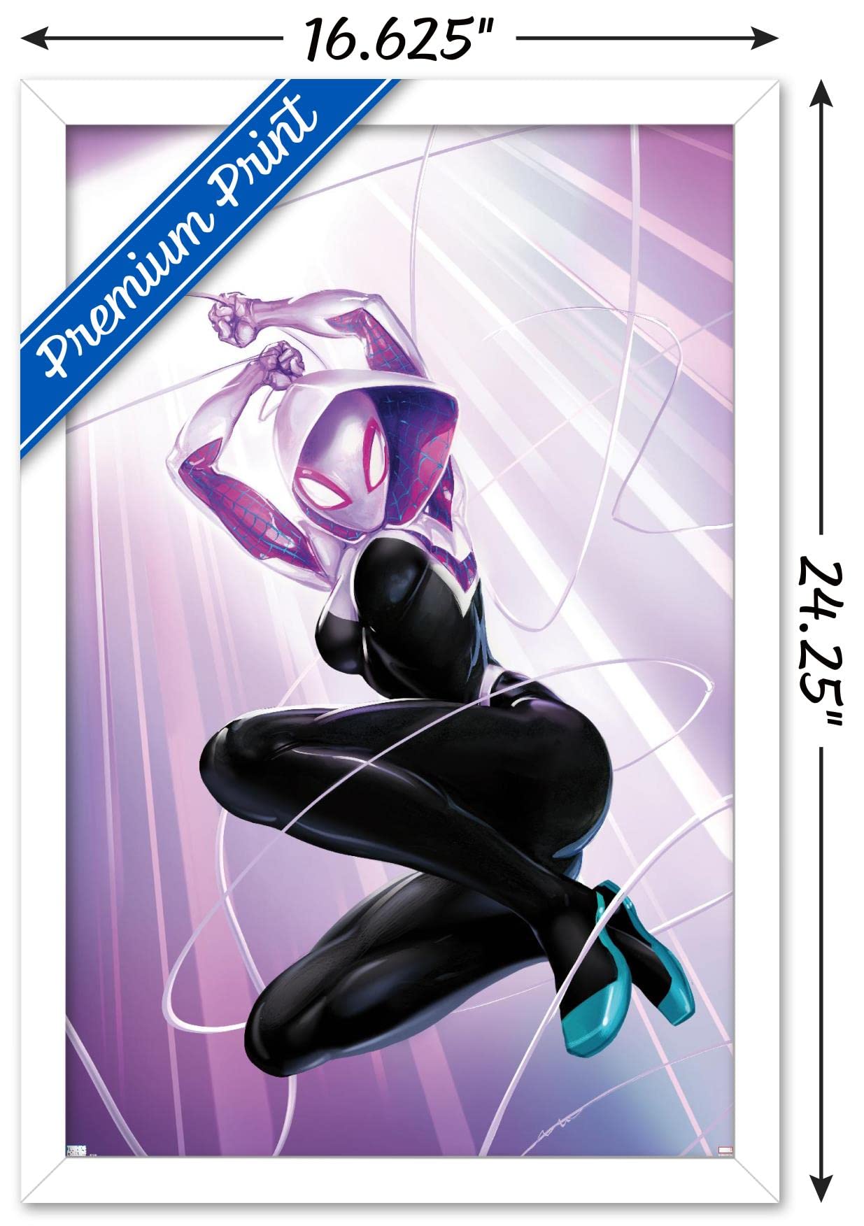 Trends International Marvel Comics - Ghost Spider - Ghost Spider #1 Wall Poster, 14.72'' X 22.37'', White Framed Version