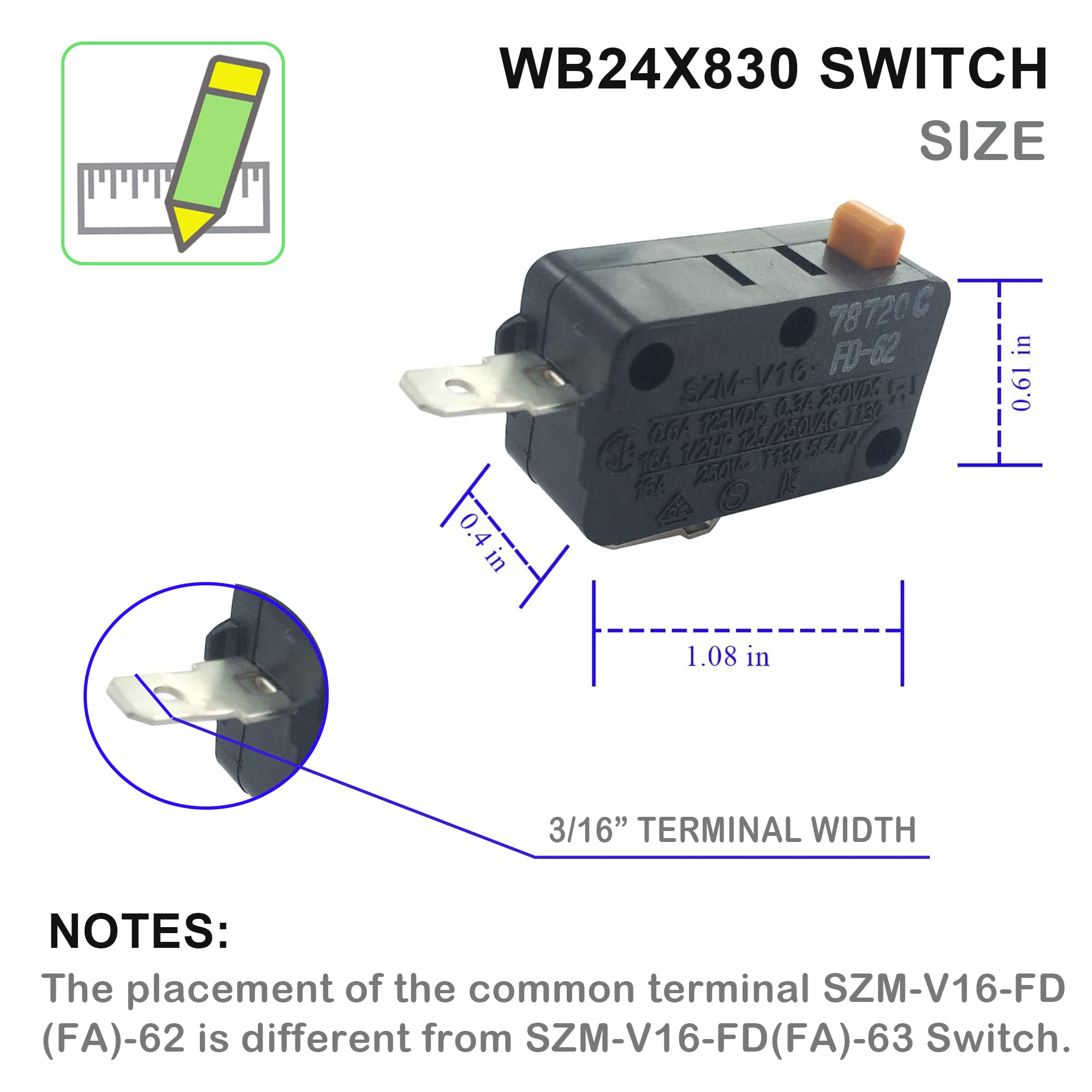 Lonye Szm-V16-Fd-62 Wb24X830 Monitor Switch Re2 Replacement For Ge Starion Microwave 3405-001033 Wb24X0800 Wb24X800 Ap2024338 Ps