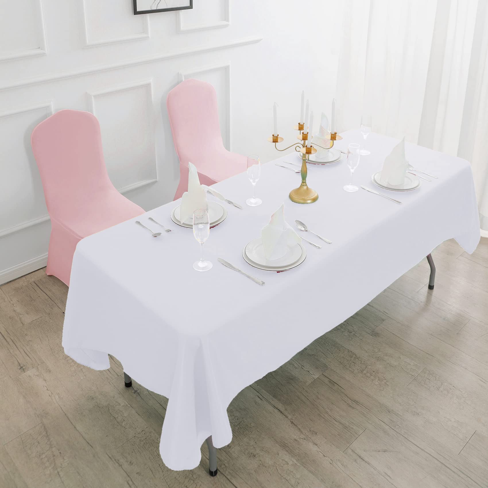 Rectangle Tablecloth - 60X102 White Tablecloth - Stain And Wrinkle Resistant Washable Polyester Table Cloth, Decorative Fabric T