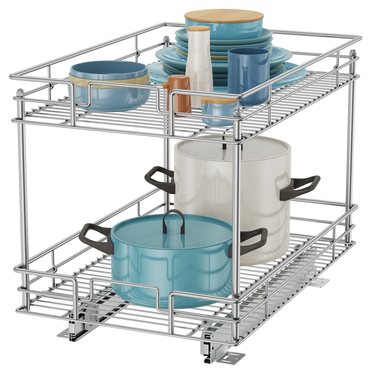 Roomtec Pull Out Cabinet Organizer, Kitchen Cabinet Organizer And Storage 2-Tier Cabinet Pull Out Shelves For Kitchen,Under Sink