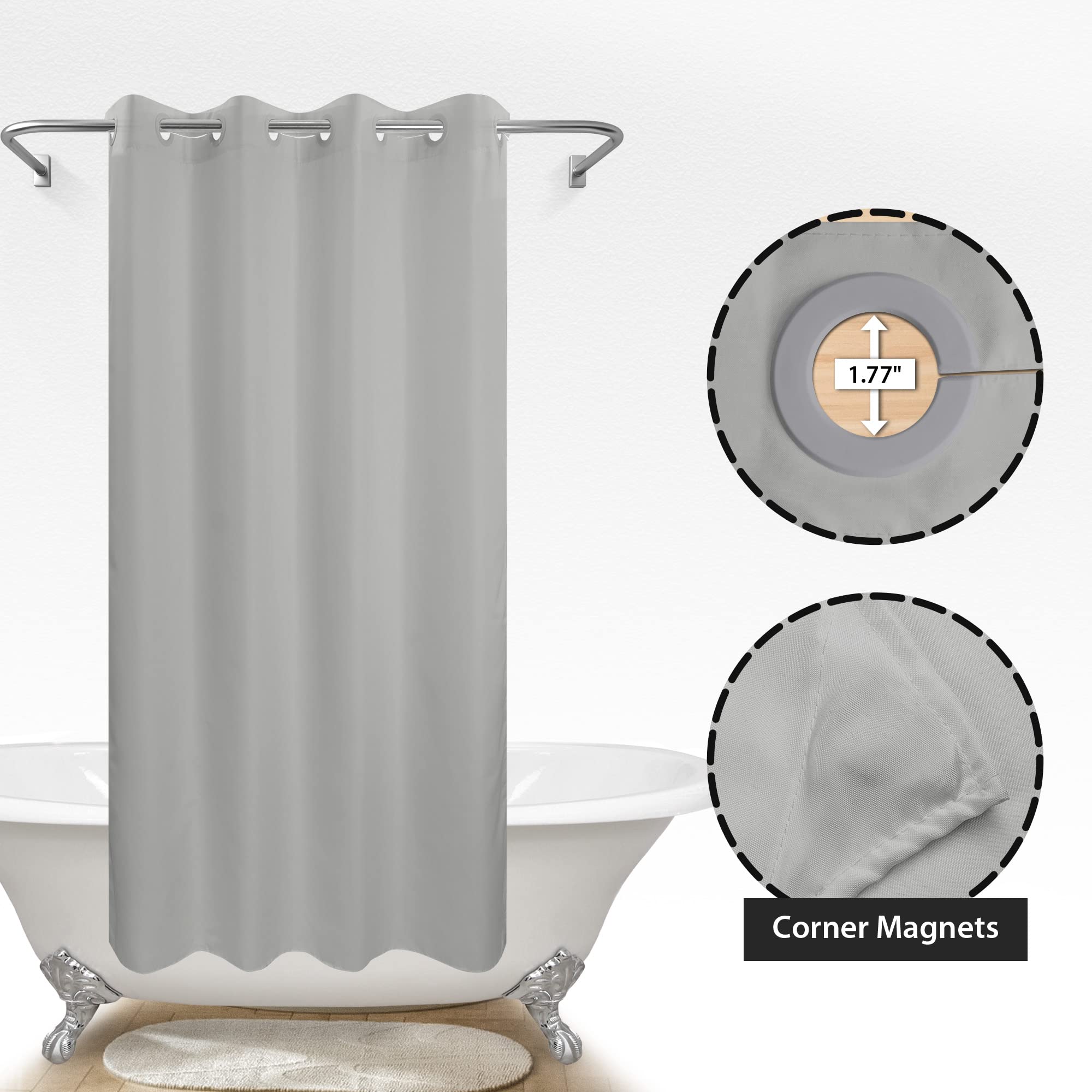 River Dream Stall Size No Hook Grey Fabric Shower Curtain Or Liner Soft Microfiber - 54 '' X 78 '' Shower Stall Curtain Hotel Gr