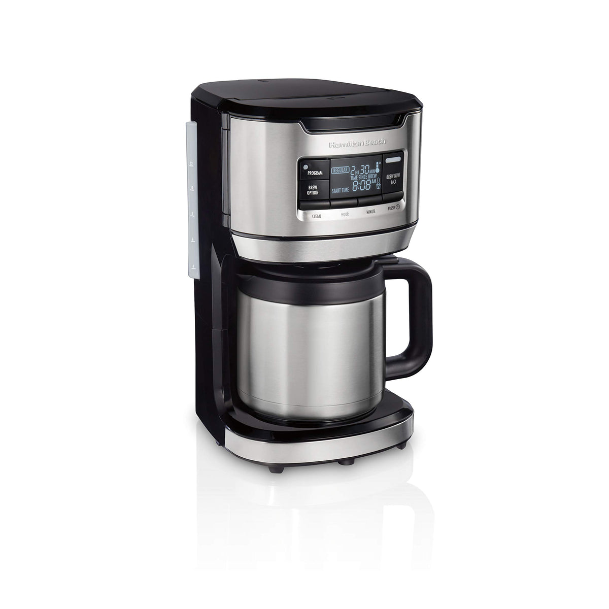 Hamilton Beach 12 Cup Programmable Front-Fill Drip Coffee Maker With Thermal Carafe, Auto Shutoff, 3 Brew Options, Black And Sta