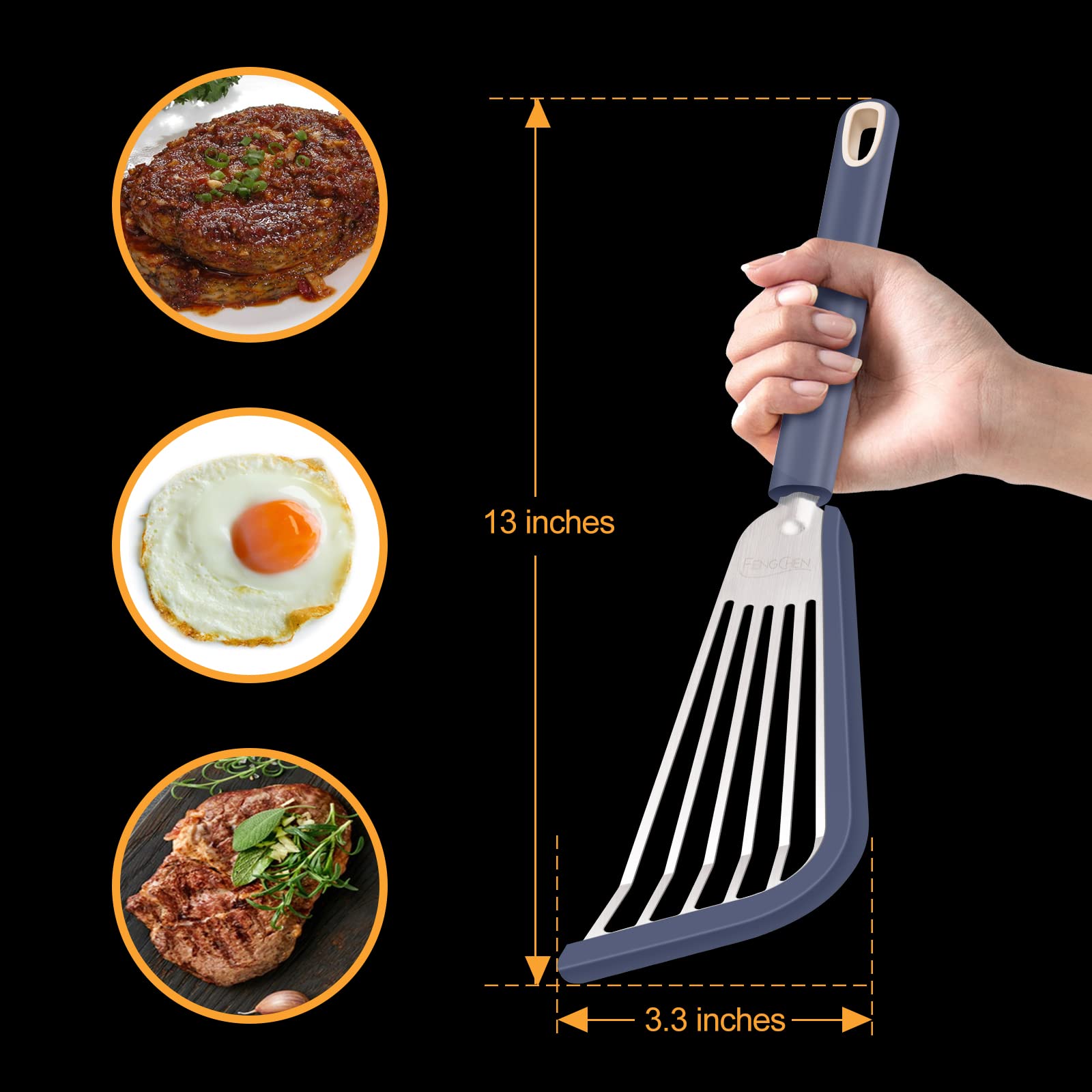 Nonstick Fish Spatula With Silicone Edge, Fengchen Silicone Fish Spatula, Heat-Resistant Fish Turner Spatula,Fish Spatulas For C
