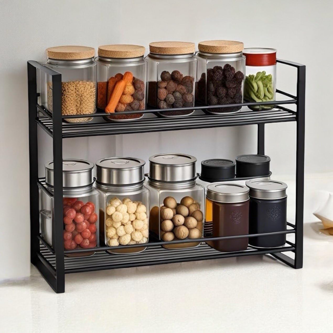 Craft Expertise Kitchen Spice Rack Organizer  2Tier Metal Spice Shelf For Countertop & Cabinet, SpaceSaving Spice Storage Ra