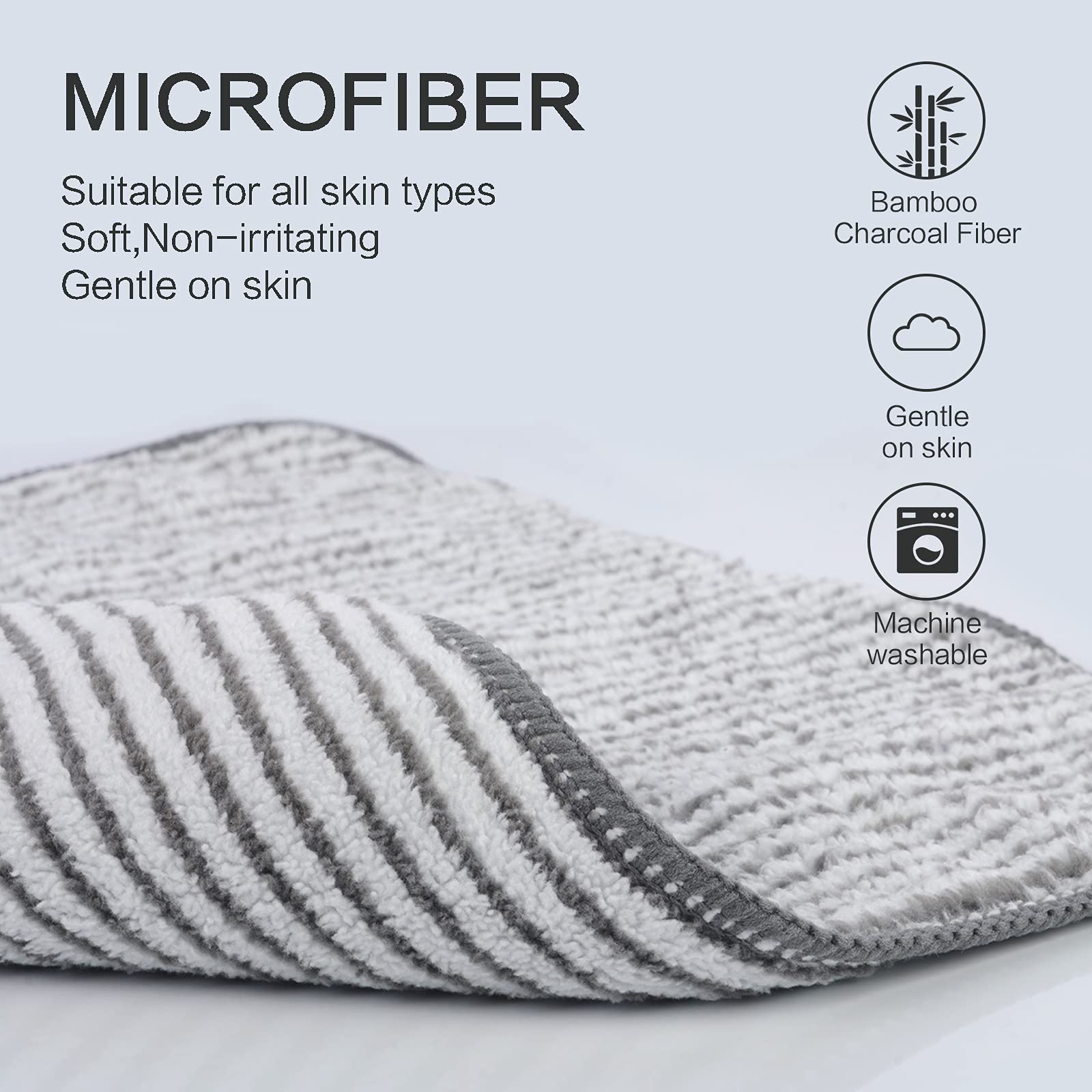 Sinland Microfiber Face Towels Ultra Soft Facial Washcloths Face Cloth For Bath 12Inch X 12Inch 6 Pack Stripe