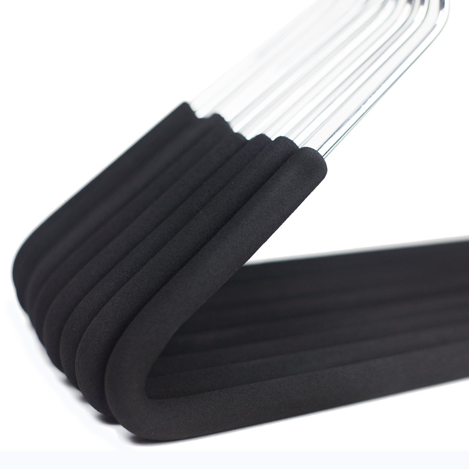Huji Chrome Trouser Hangers - Set of 10 Heavy Duty Open Ended Organizers, Black, Model HJ276