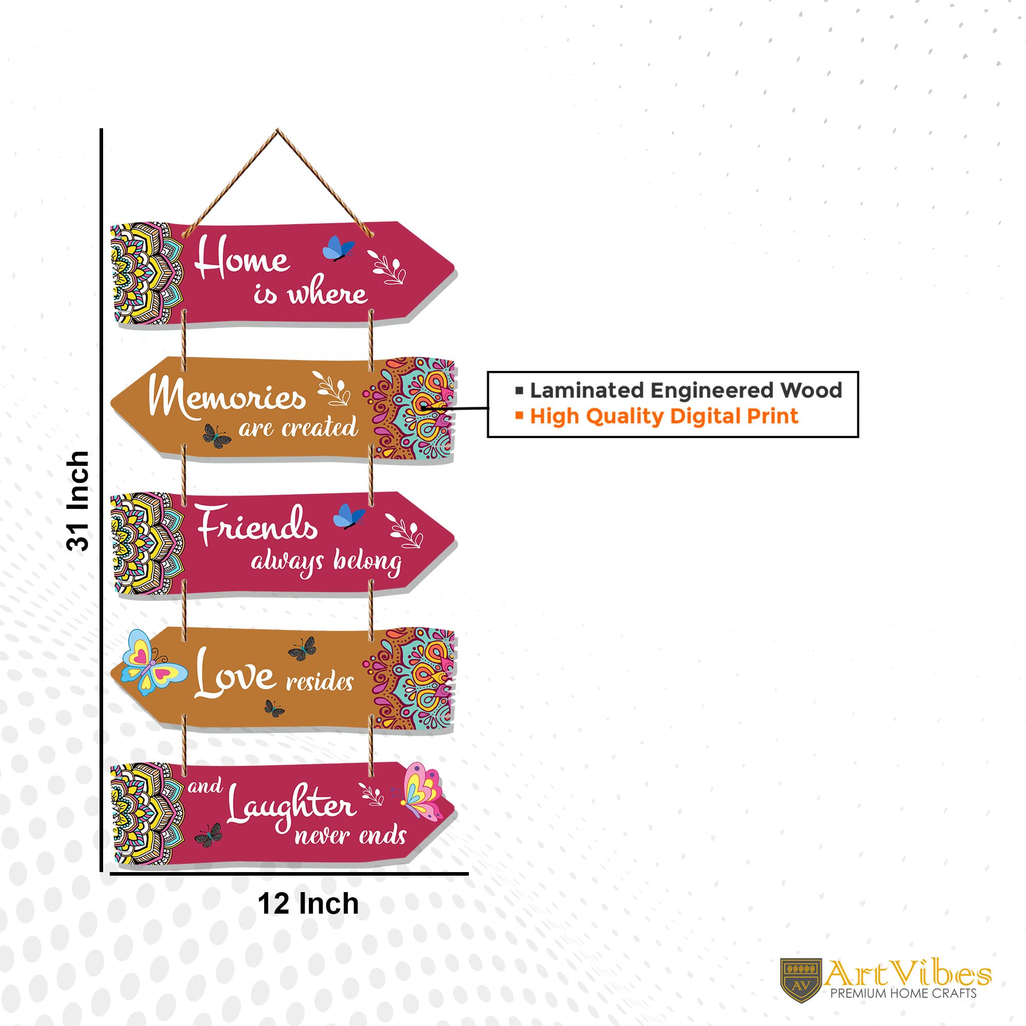 Artvibes Home Quotes Decorative Art MDF Wooden Wall Hanger for Living Room | Bedroom | Gifts | Decorative Hangings Item for Home