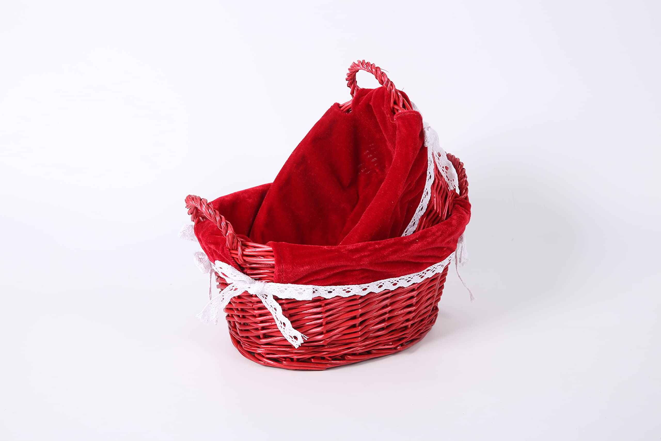 Yrhome Wicker Storage Baskets Oval Woven Basket With Handle Liner For Shelf Decorative Empty Gift Baskets Decor
