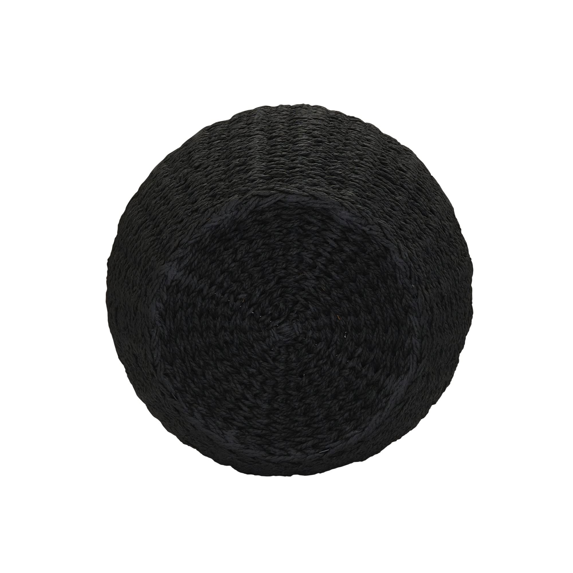 Household Essentials Handwoven Paper Rope Barrel Wicker Storage Basket Side Table, Black