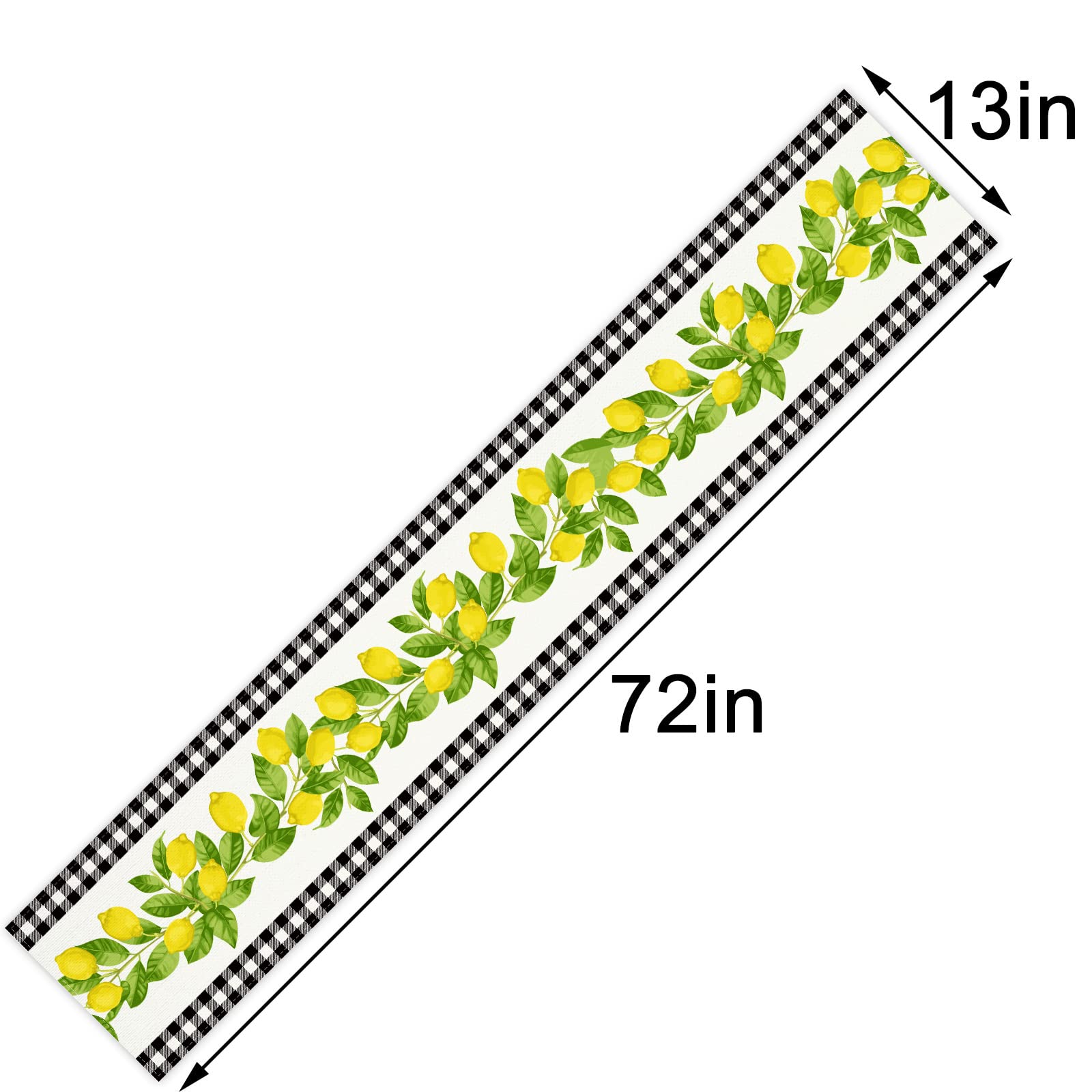 Linen White And Black Buffalo Plaid Check Lemon Table Runner 72 Inches Long Farmhouse Style Spring Summer Home Kitchen Dinding R