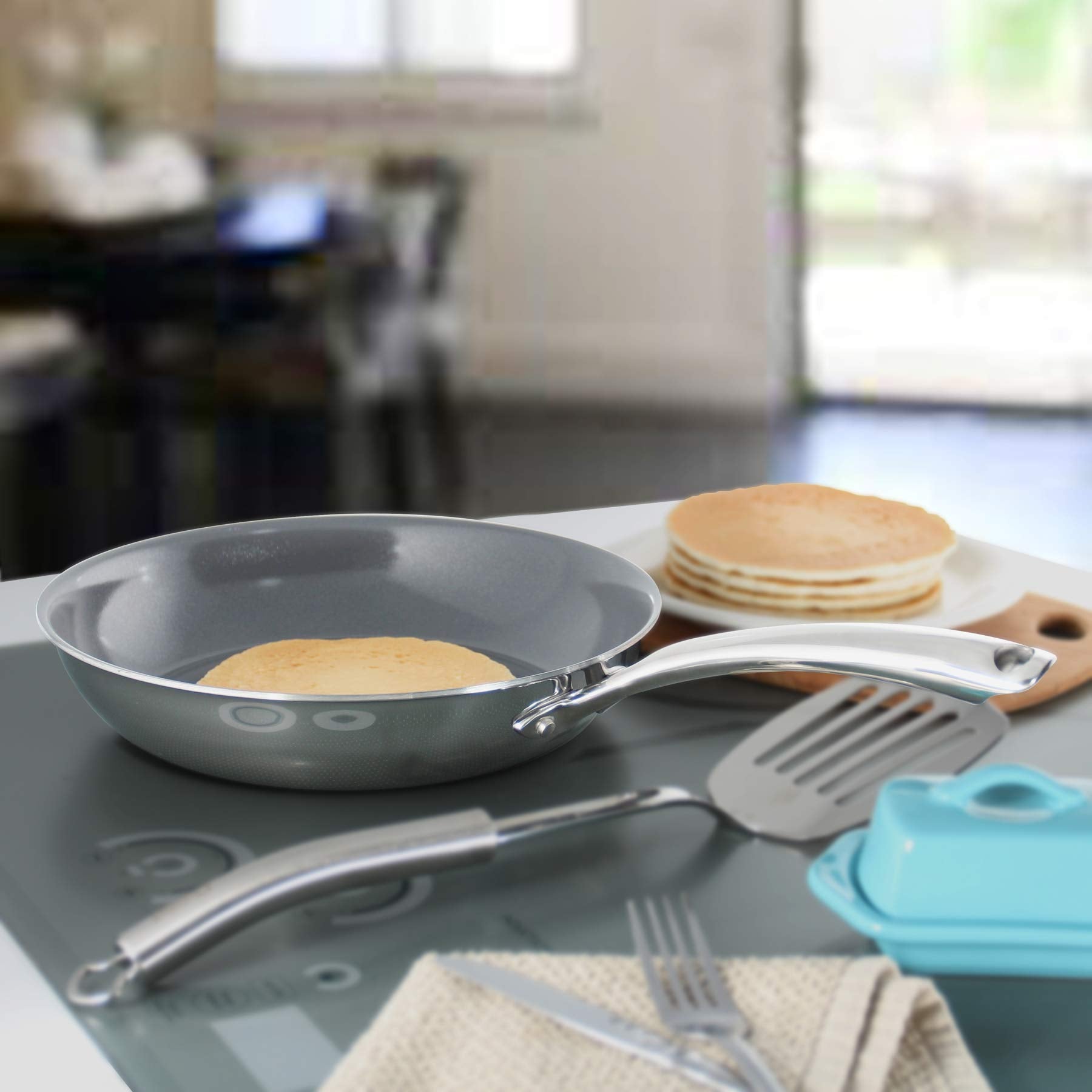 Chantal 3.Clad Tri-Ply 10 Inch Non-Stick Fry Pan, Ceramic Nonstick Coating