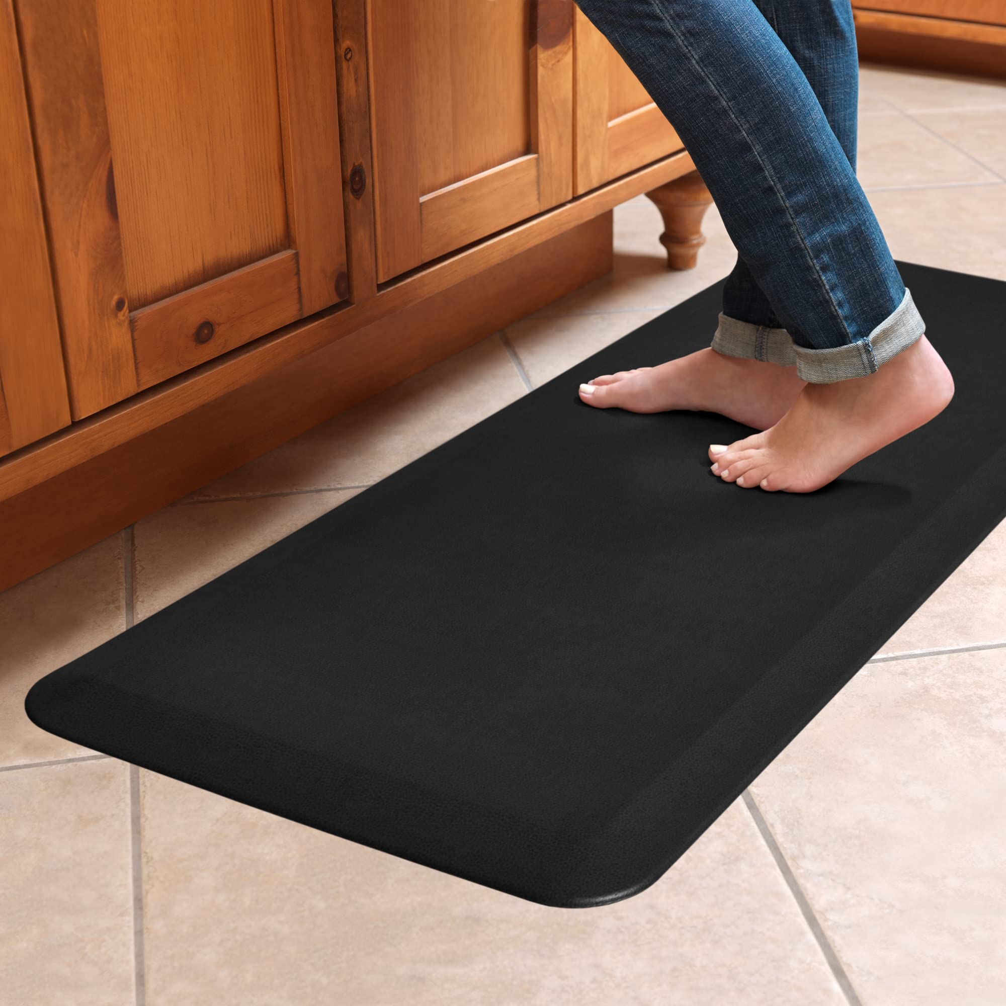 Gelpro Anti-Fatigue Designer Comfort Kitchen Floor Mat, 20X48   , Leather Grain Jet Stain Resistant Surface With 3/4    Thick Er