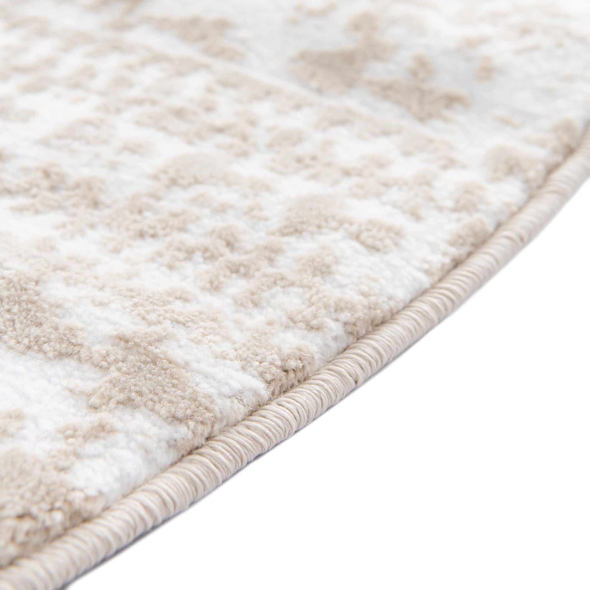 Rugscom Hermitage Collection Rug - 4 Ft Round Snow White Medium Rug Perfect For Kitchens, Dining Rooms