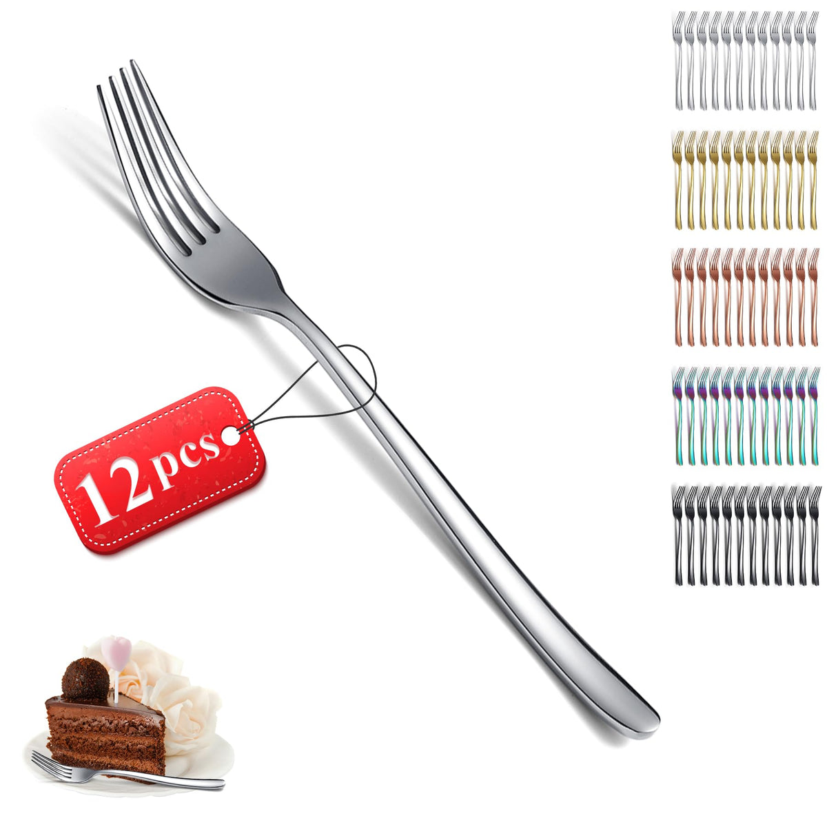 Kyraton Dinner Forks Set Of 12, 8.15'' Stainless Steel Table Forks Silverware Set For Home, Restaurant, Hotel, Dishwasher Safe