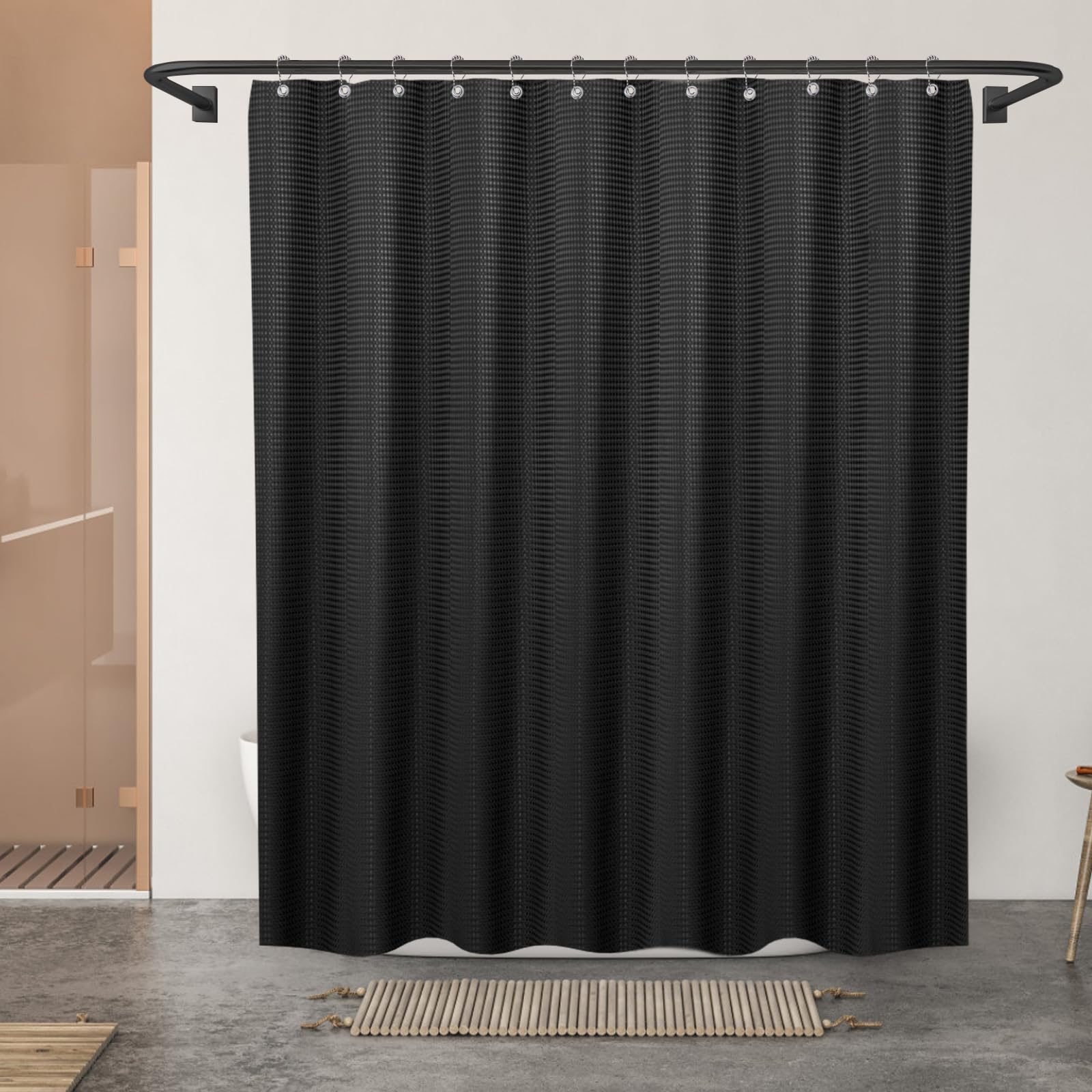 Final Friday Shower Curtain Black Fabric, Waffle Shower Curtains For Bathroom, Hotel Luxury Cloth Bath Curtain Boho Bathroom Dec