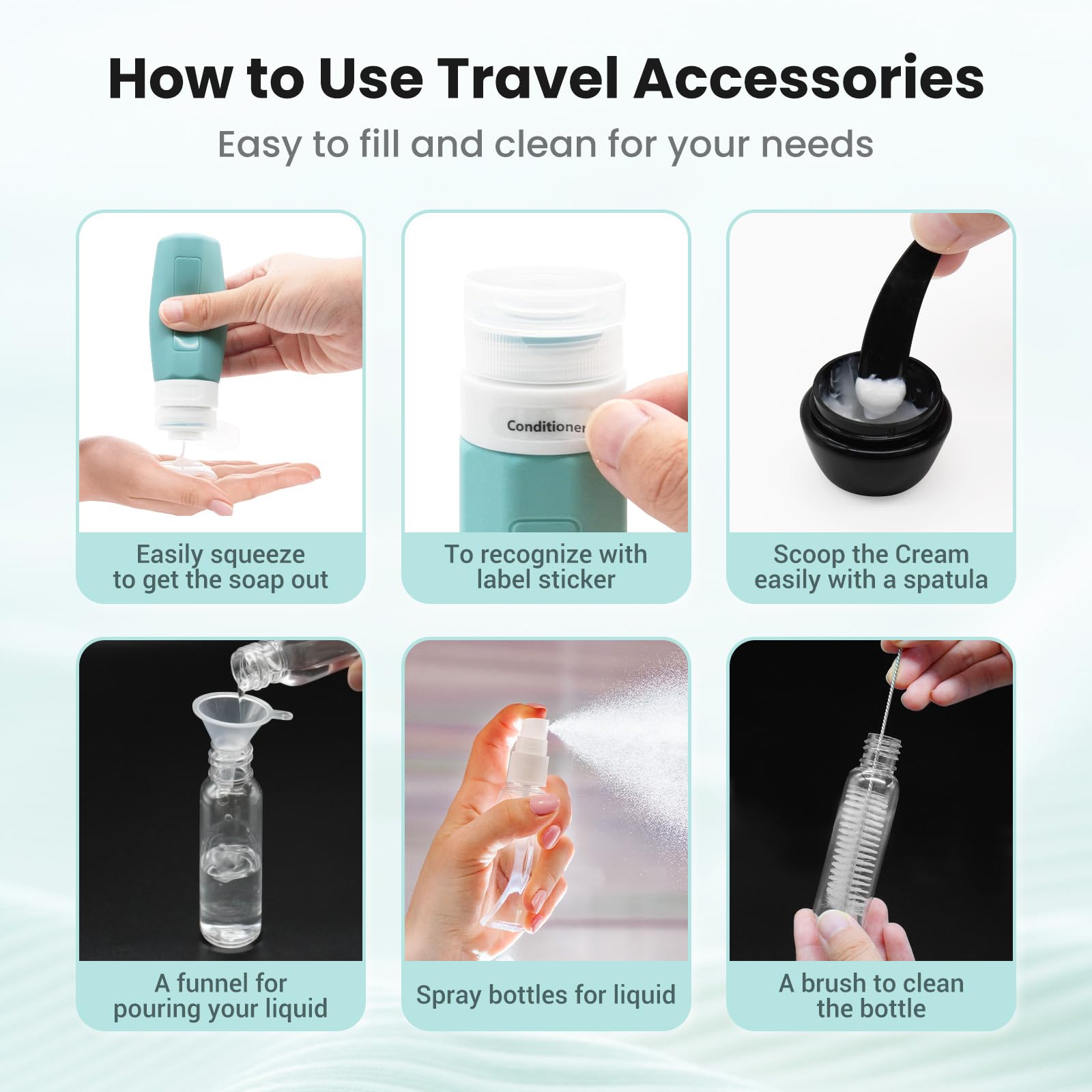 Ruinovate 17 Pack Travel Bottles For Toiletries, Tsa Approved Travel Size Toiletries Bottles, Leak Proof Travel Size Containers,